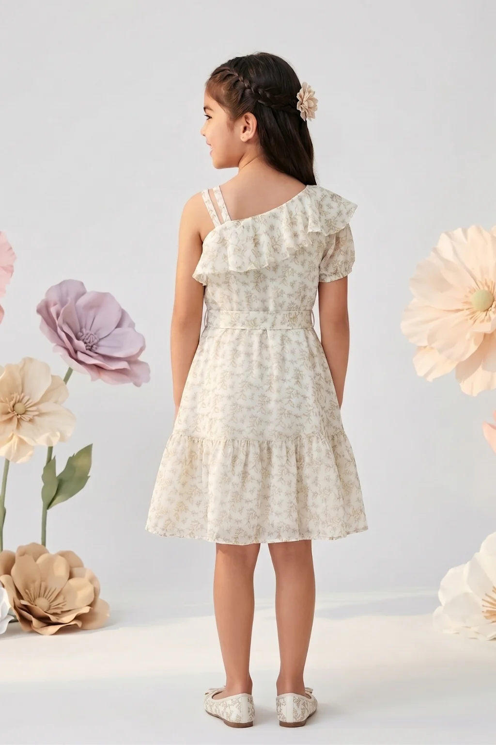 Gold Printed A-Line Frock M2039 - Image 2