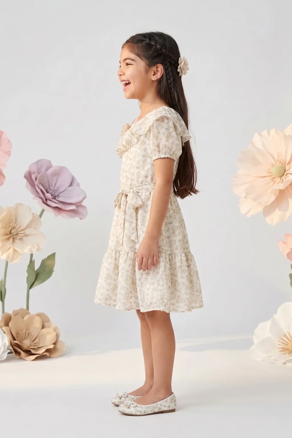 Gold Printed A-Line Frock M2039 - Image 3