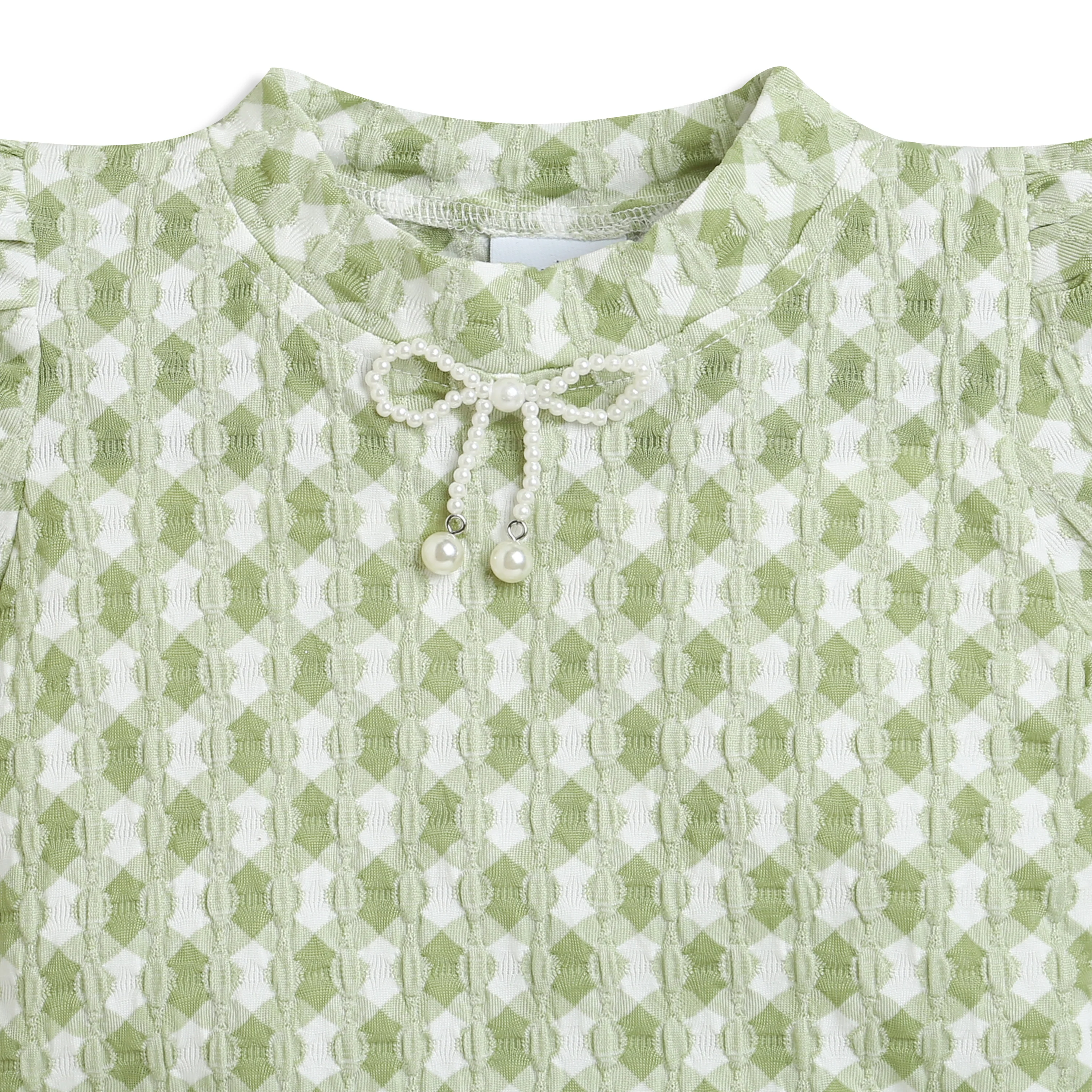 Green Check Puff Sleeve Top TG6041 - Image 7