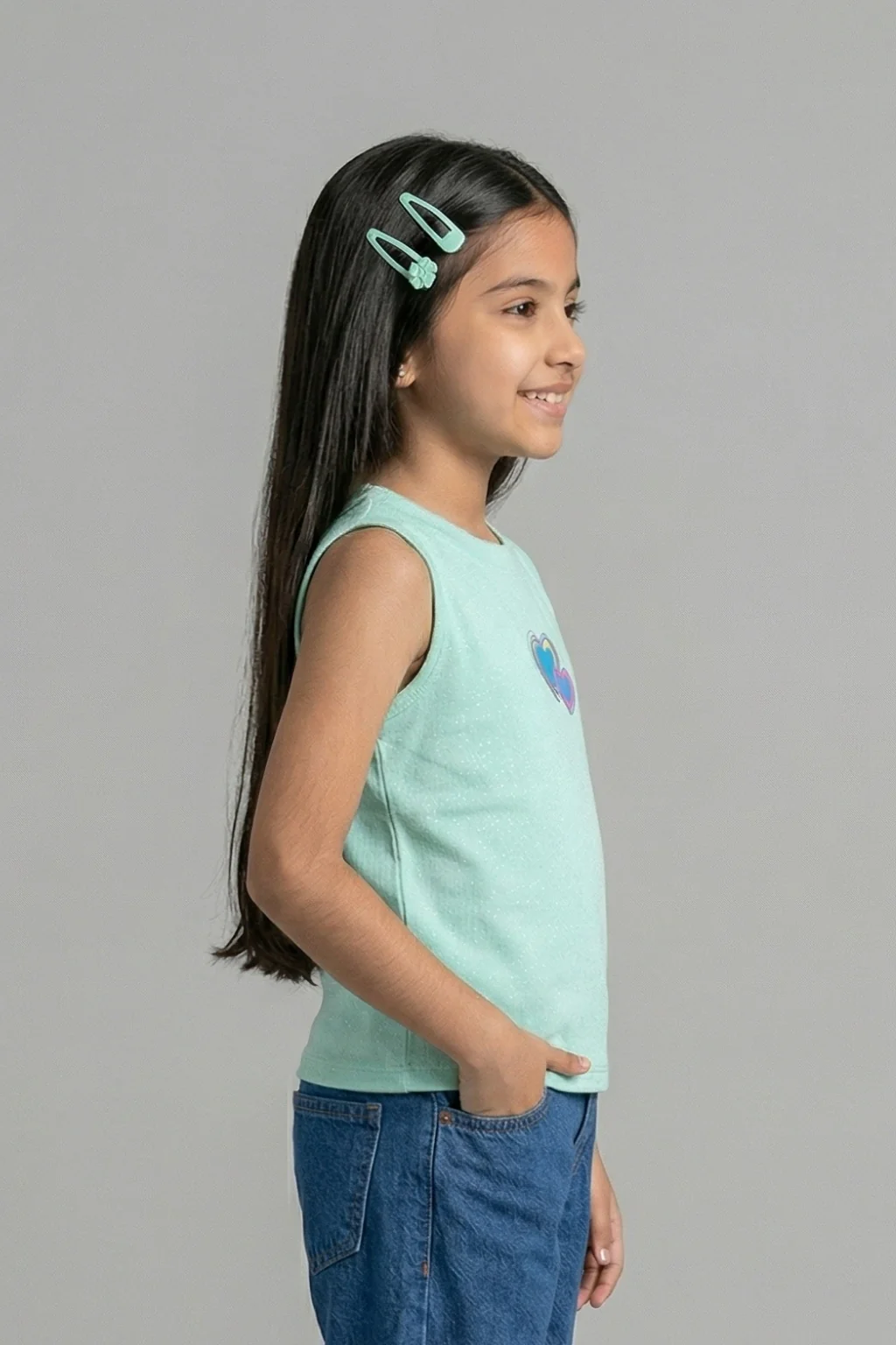 Green Sleeveless Heart Top TG5087 - Image 4