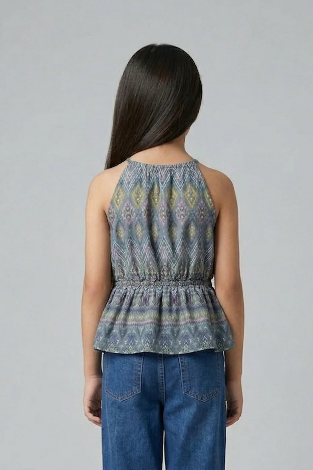 Grey Printed Peplum Top TG5065 - Image 2