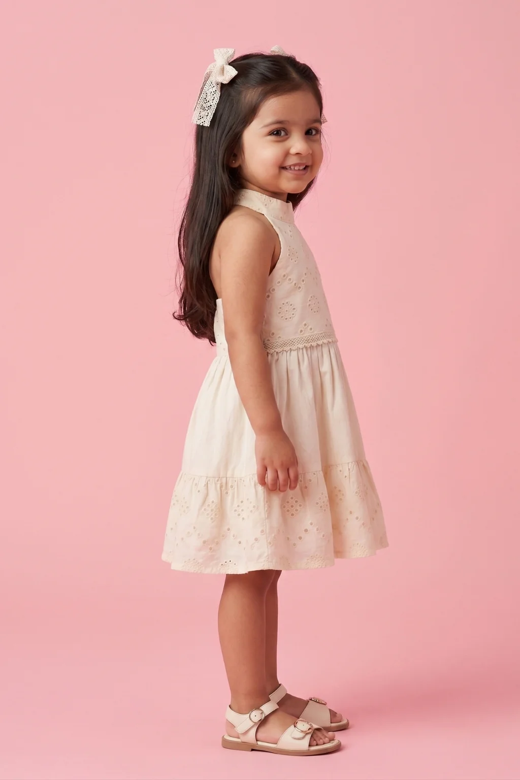 Halter Neck Cream Summer Dress TSM30639 - Image 4