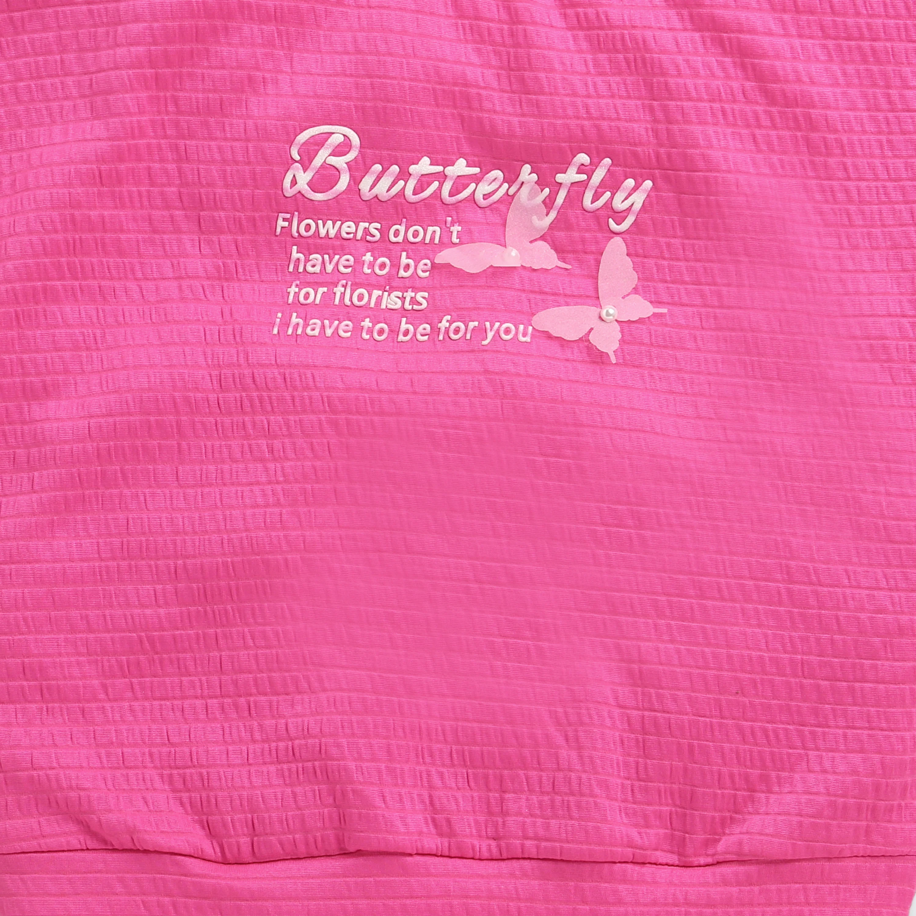 Hot Pink Butterfly Textured Top TG6171 - Image 8