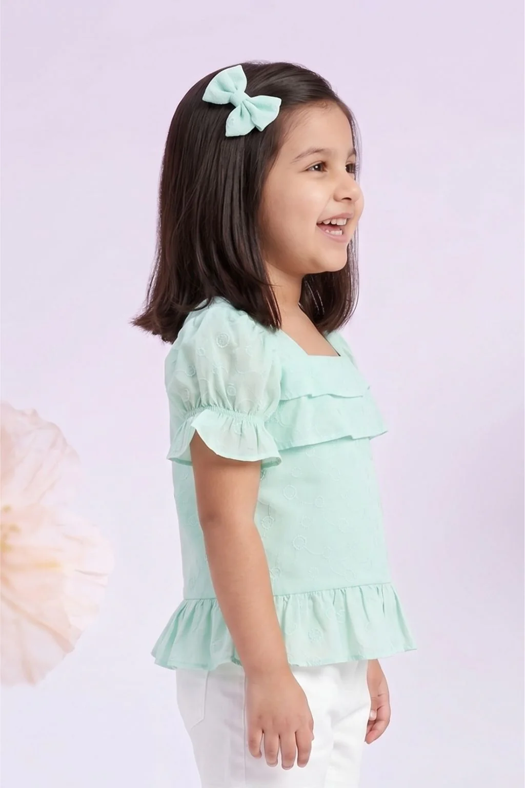 Kids Blue Puff Sleeve Top TG6338 - Image 3