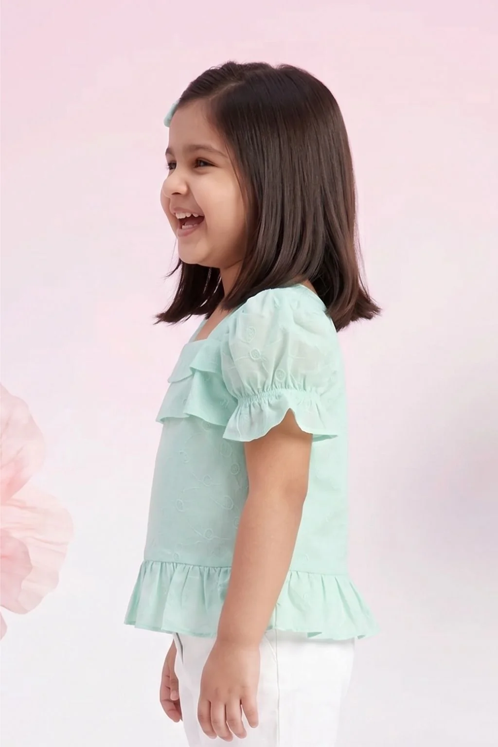 Kids Blue Puff Sleeve Top TG6338 - Image 4