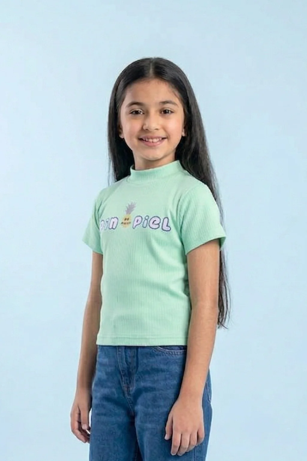 Kids Mint Green Pineapple Print Ribbed Top TG6191 - Image 3