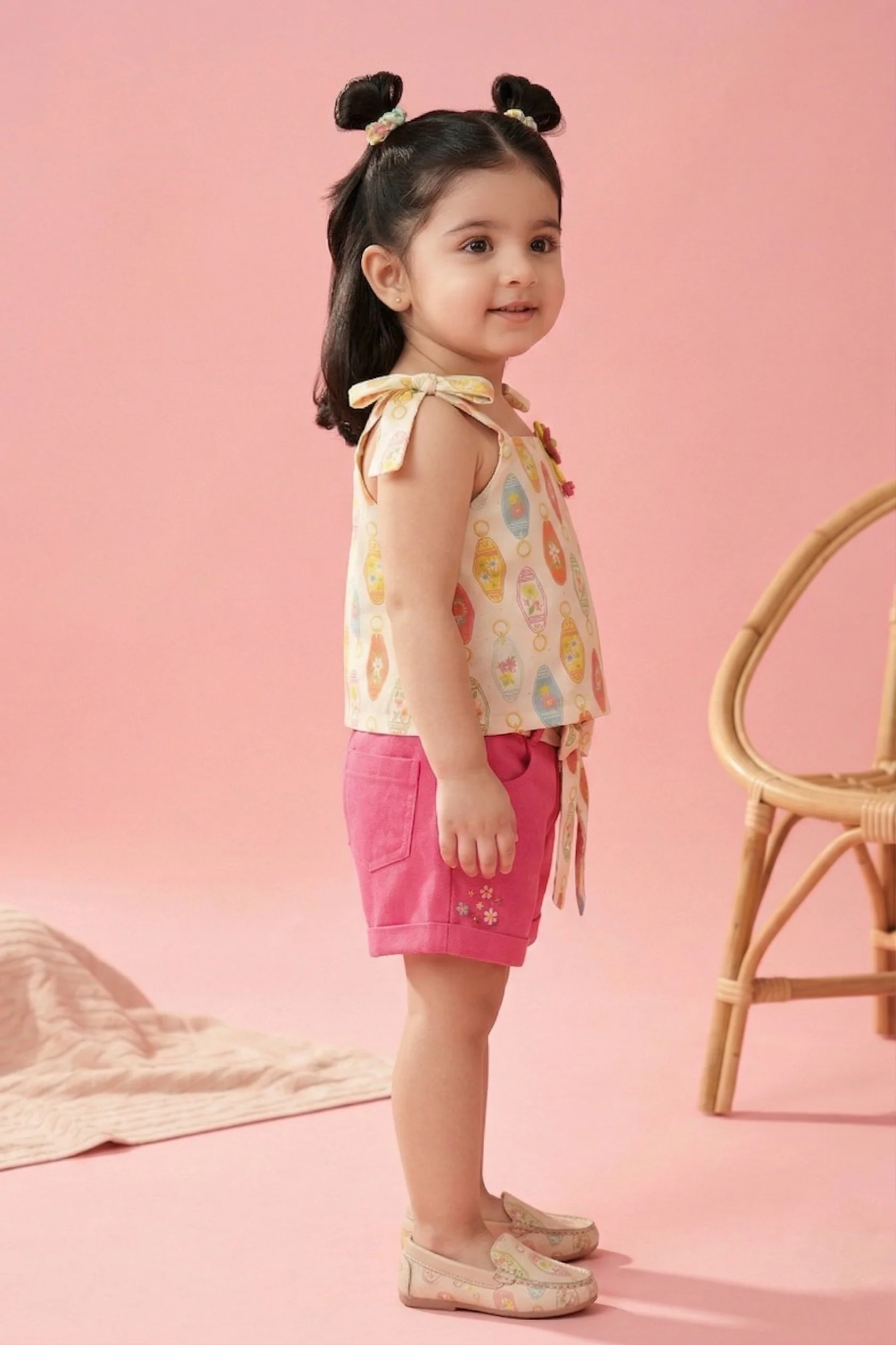 Lantern Print Top & Pink Shorts Co-ord Set TSSET40485 - Image 4