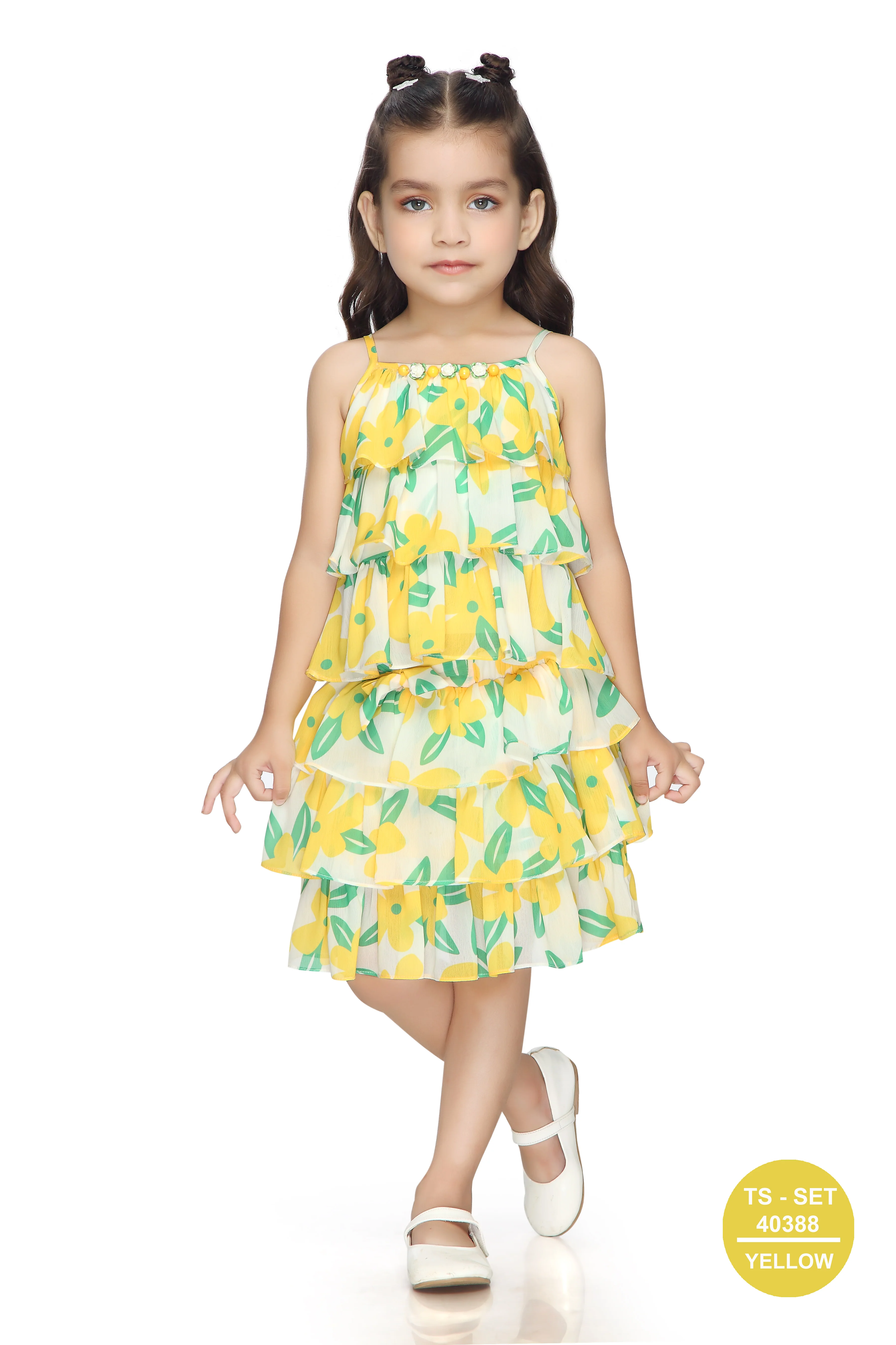 Lemon Print Tiered Ruffle Top & Skirt Set TSSET40388 - Image 5