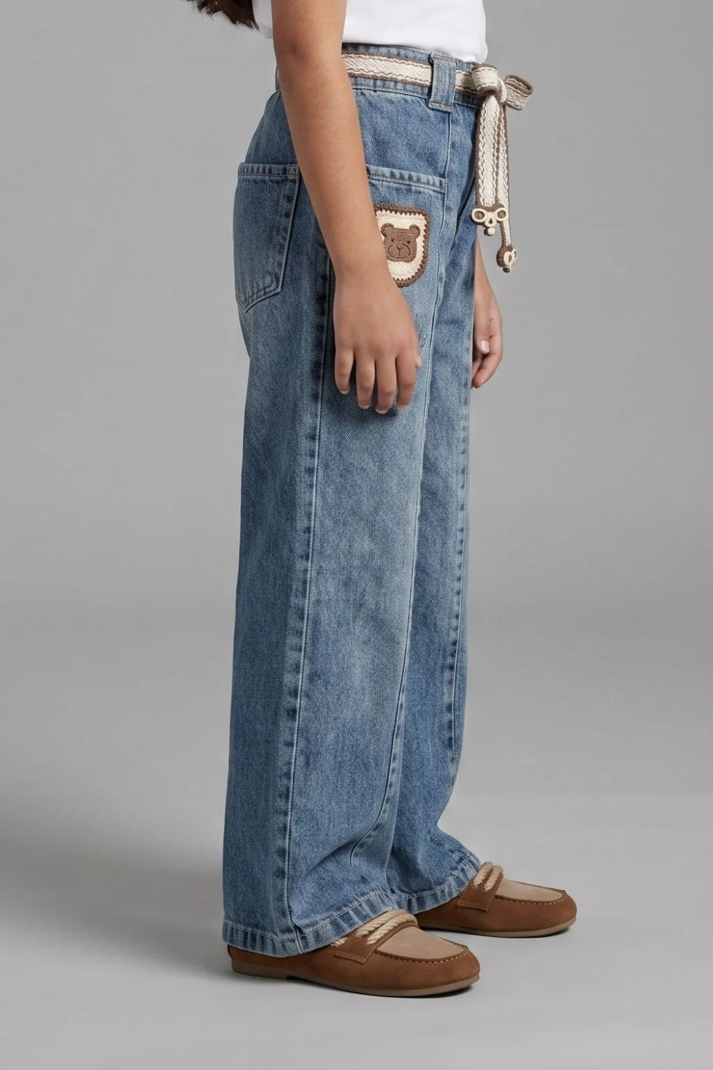 Light Blue Bear Patch Kids Jeans P1687 - Image 3