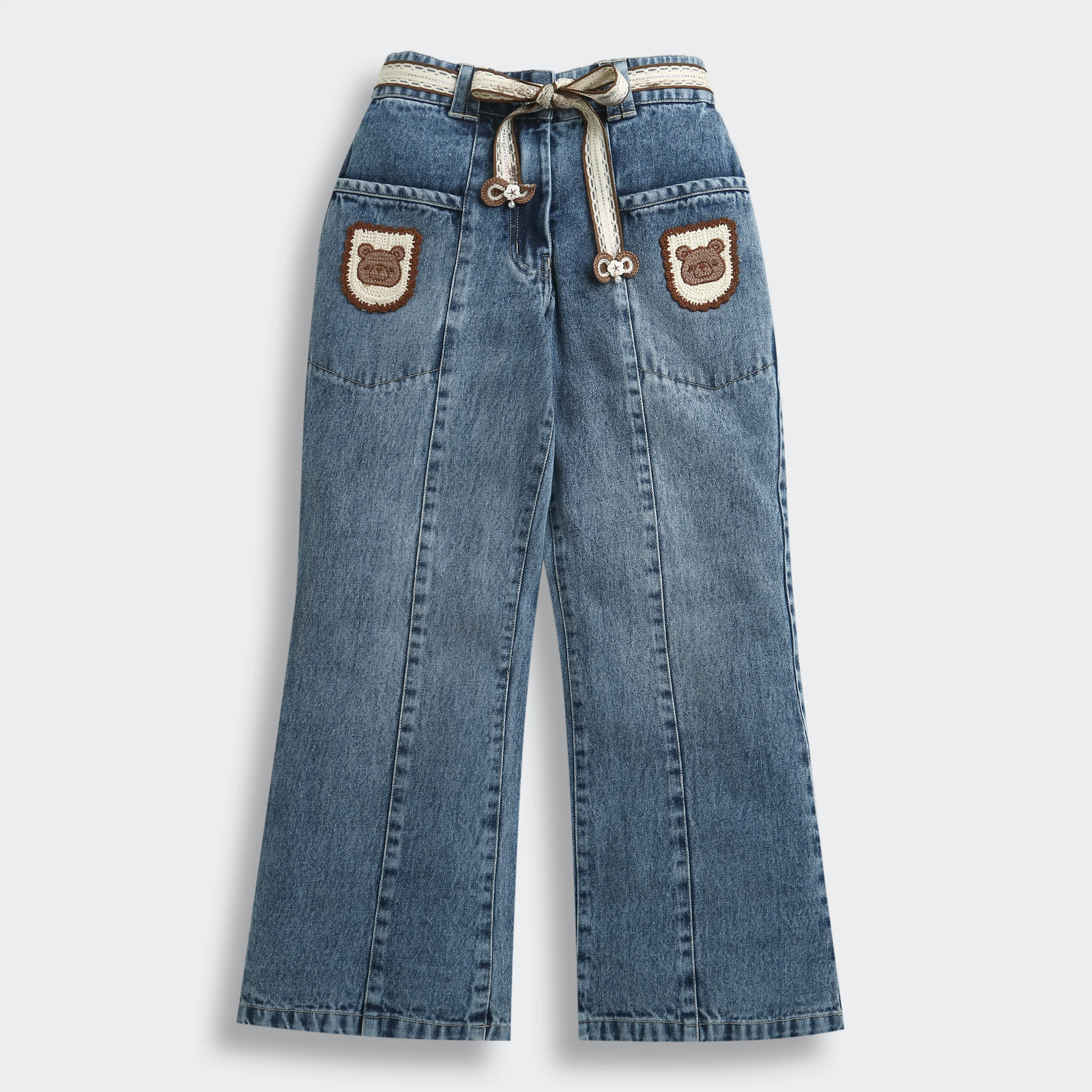 Light Blue Bear Patch Kids Jeans P1687 - Image 5