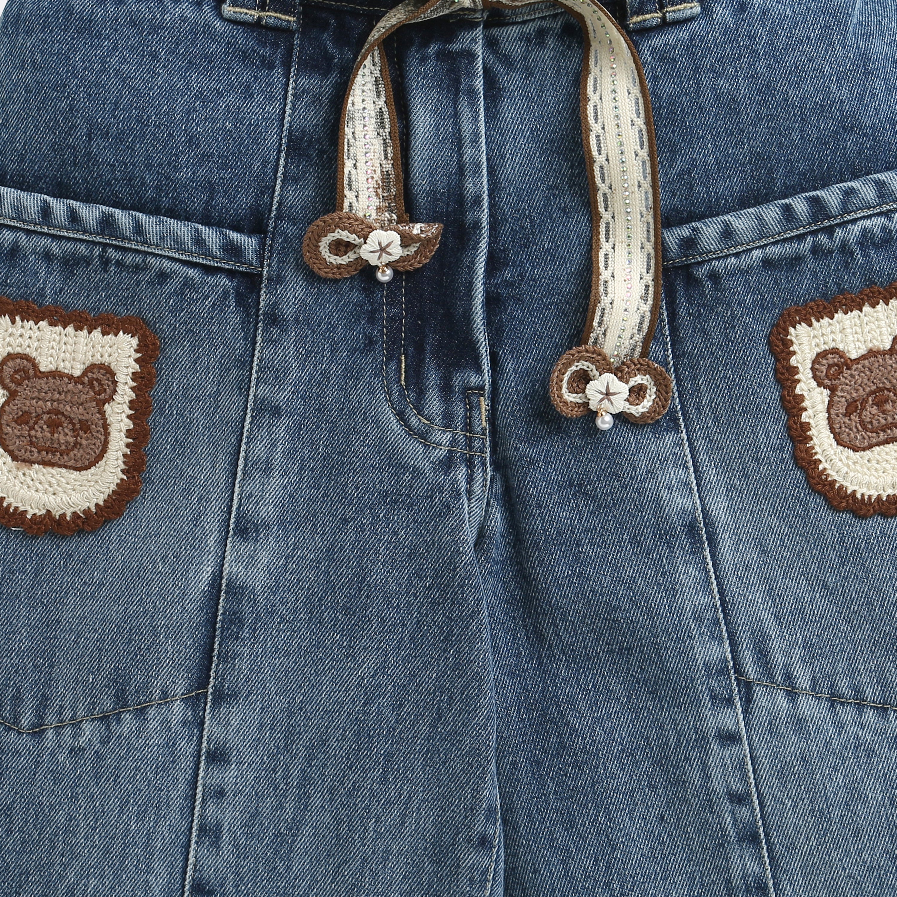 Light Blue Bear Patch Kids Jeans P1687 - Image 7