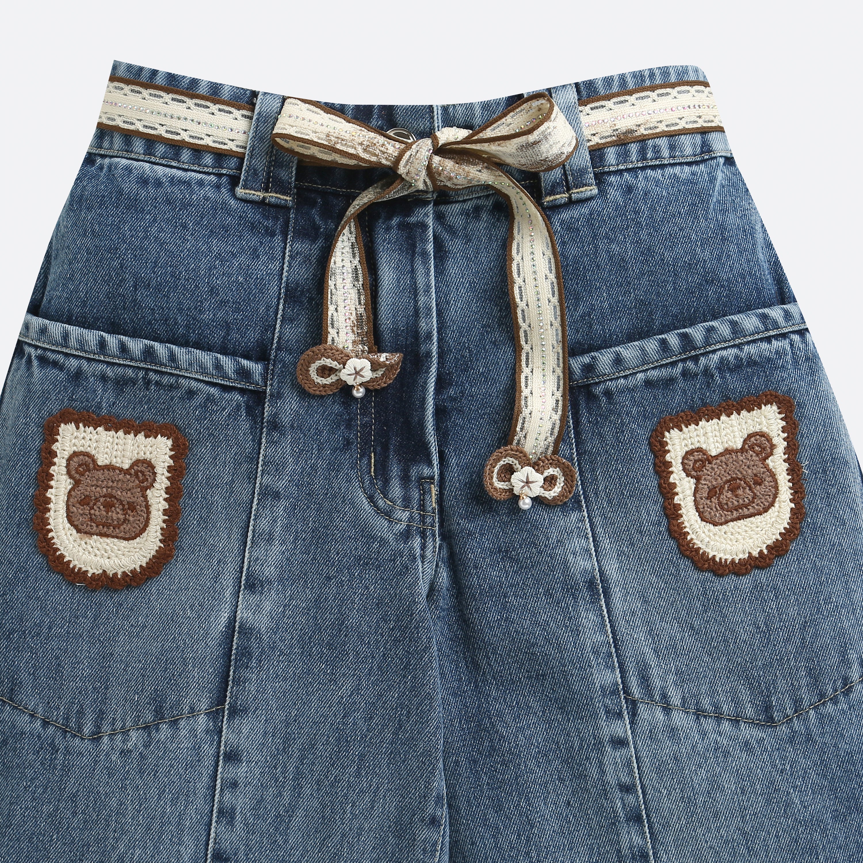 Light Blue Bear Patch Kids Jeans P1687 - Image 8