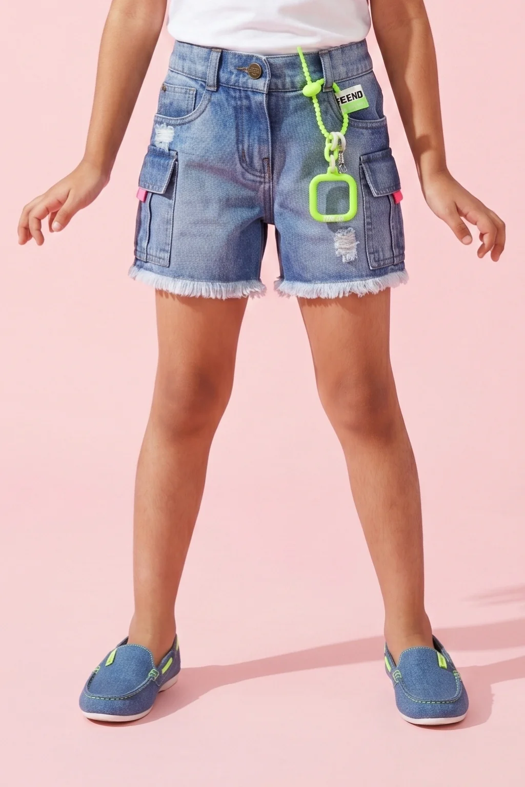 Light Blue Cargo Denim Shorts H982