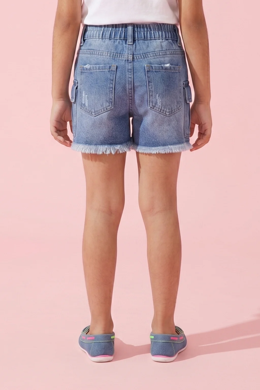 Light Blue Cargo Denim Shorts H982 - Image 2