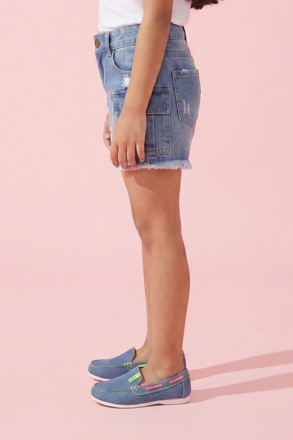 Light Blue Cargo Denim Shorts H982 - Image 4