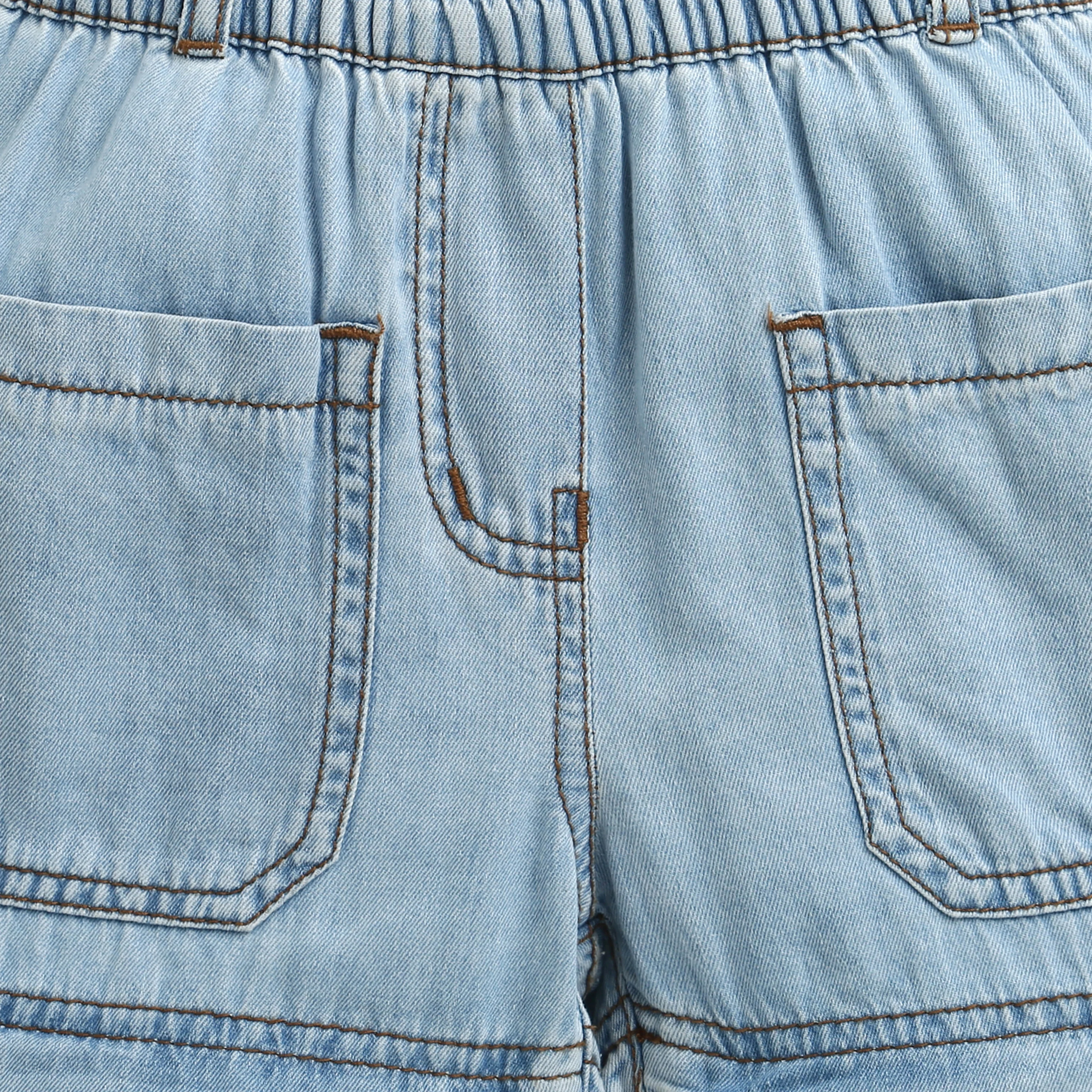 Light Blue Cargo Style Wide Leg Denim Jeans P1556 - Image 7