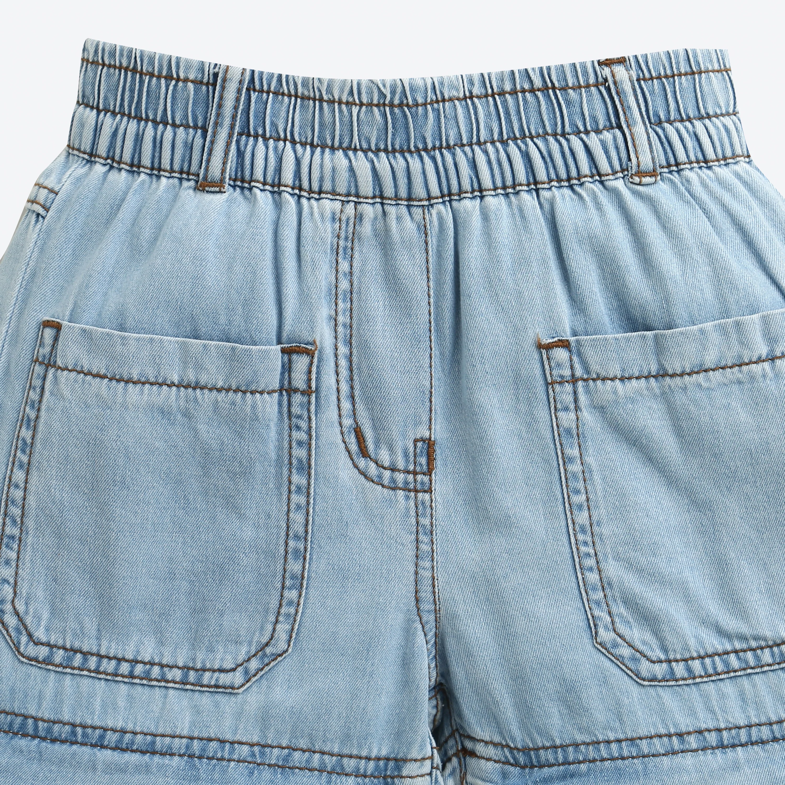 Light Blue Cargo Style Wide Leg Denim Jeans P1556 - Image 8