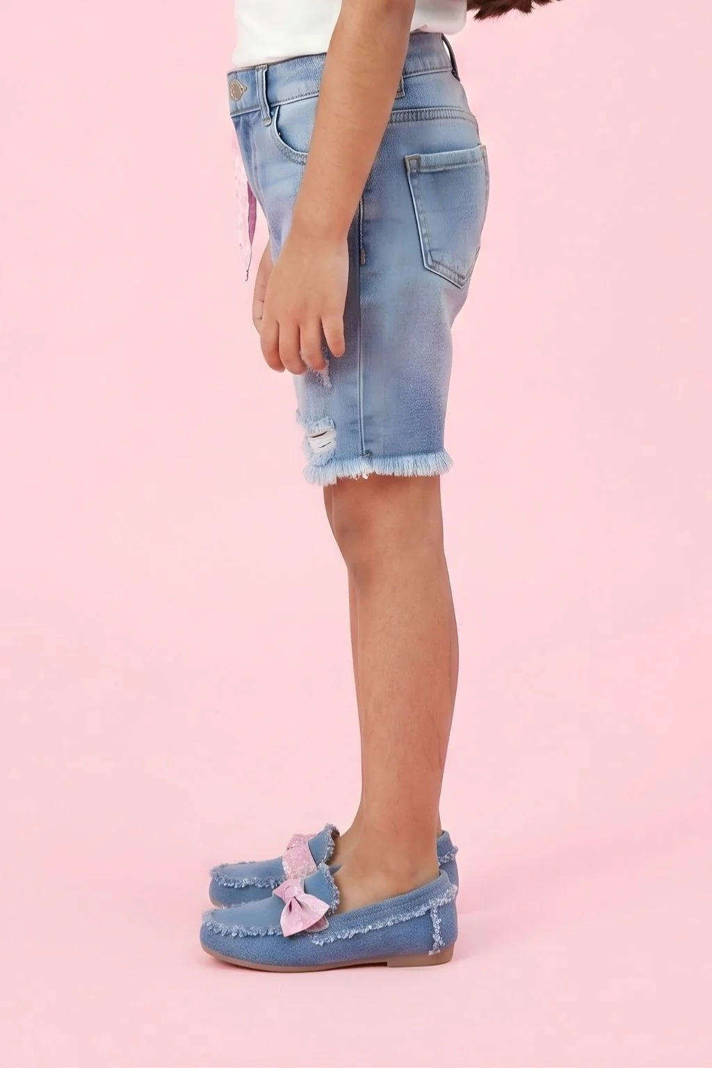 Light Blue Distressed Denim Shorts PD0071 - Image 3