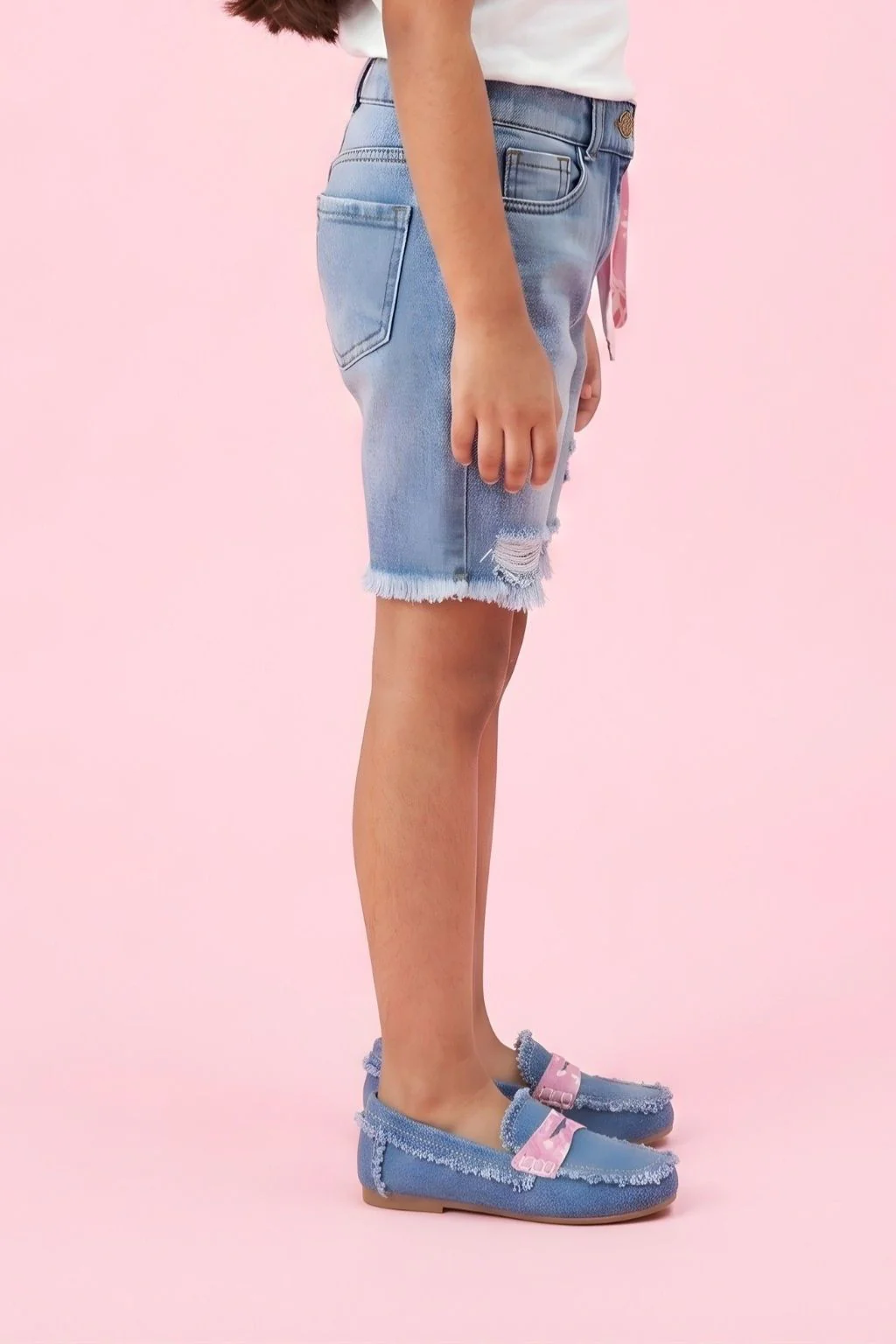 Light Blue Distressed Denim Shorts PD0071 - Image 4