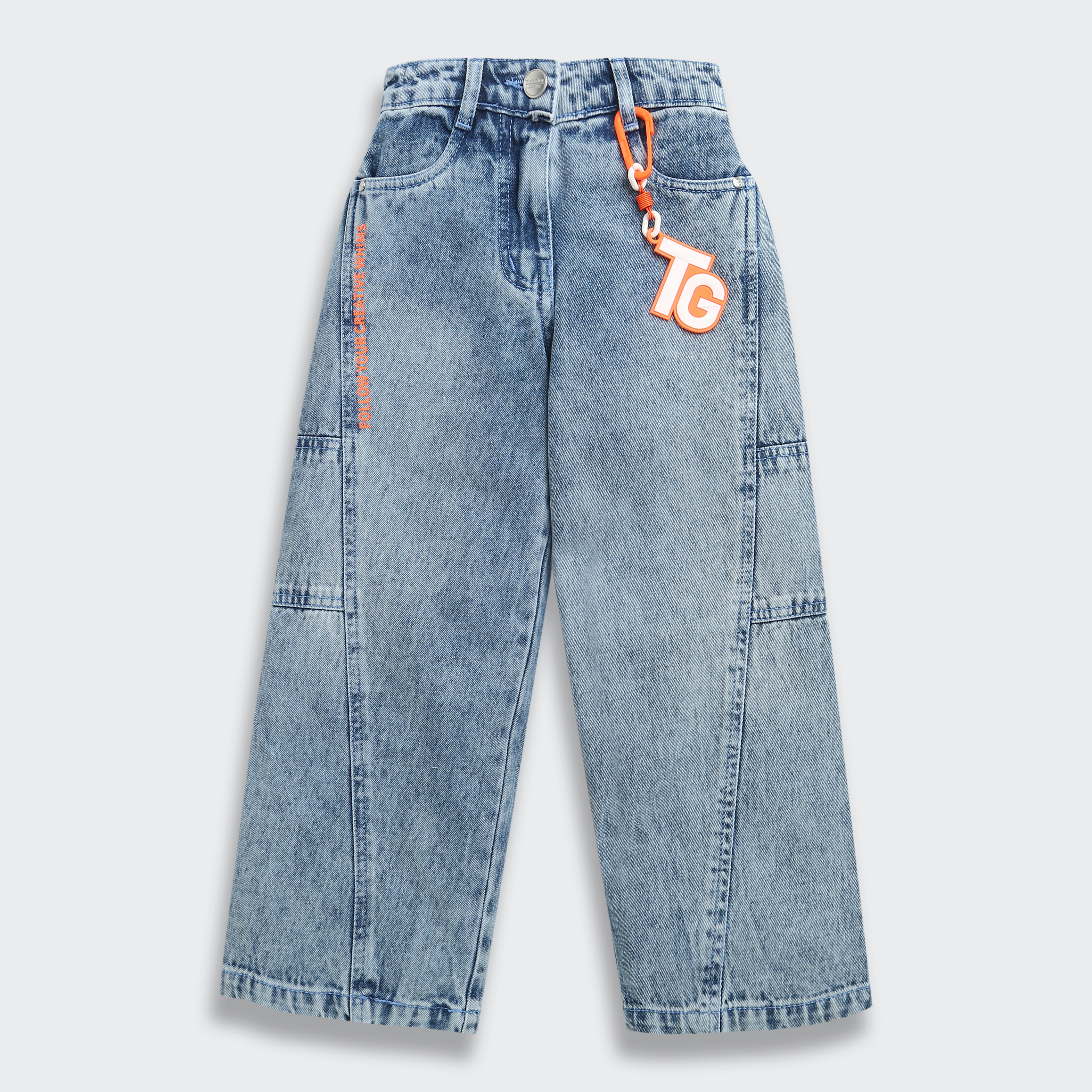 Light Blue Graffiti Print Denim Jeans 1633 - Image 5