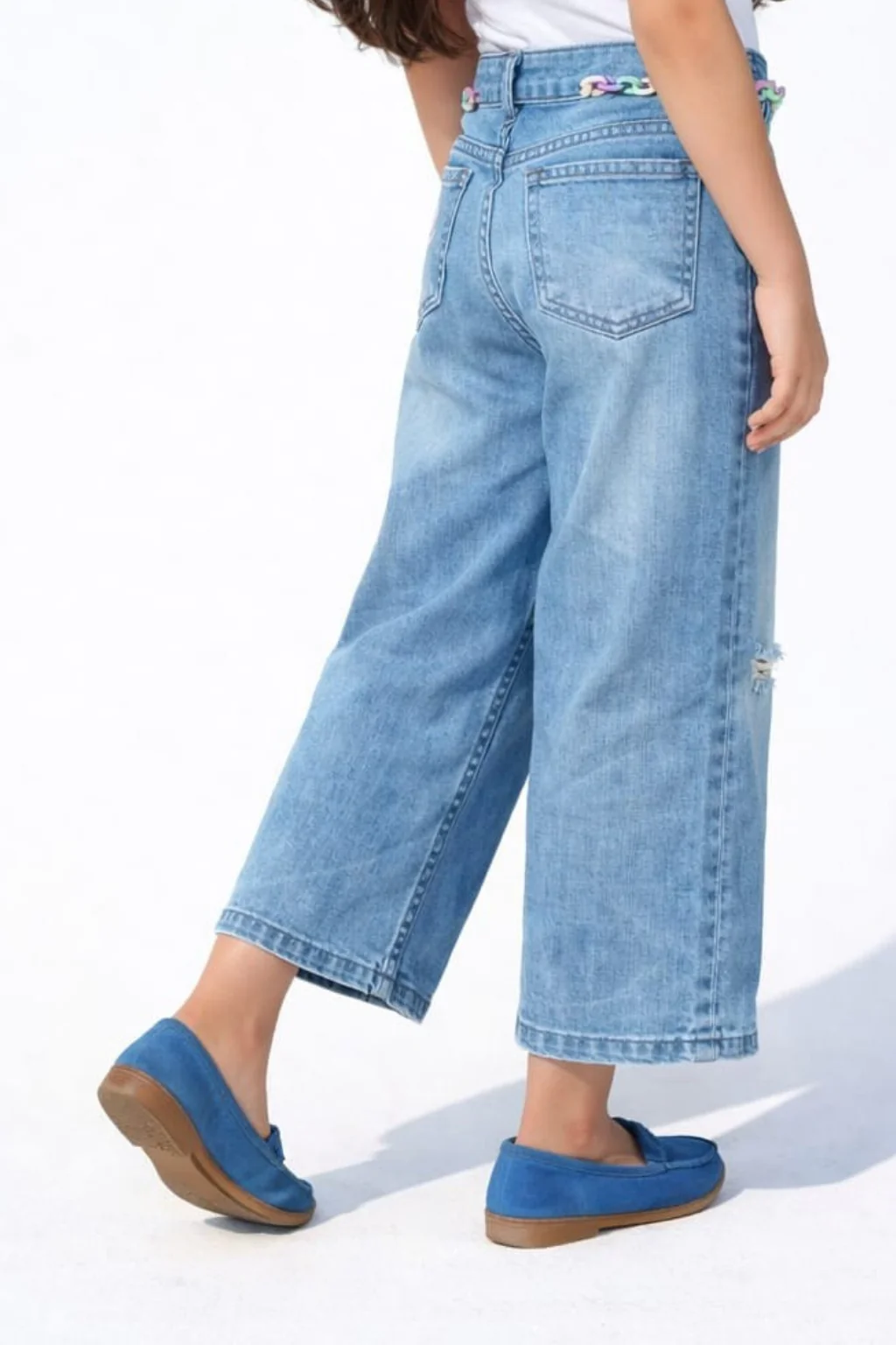 Light Blue Wide-Leg Denim Jeans P1515 - Image 3