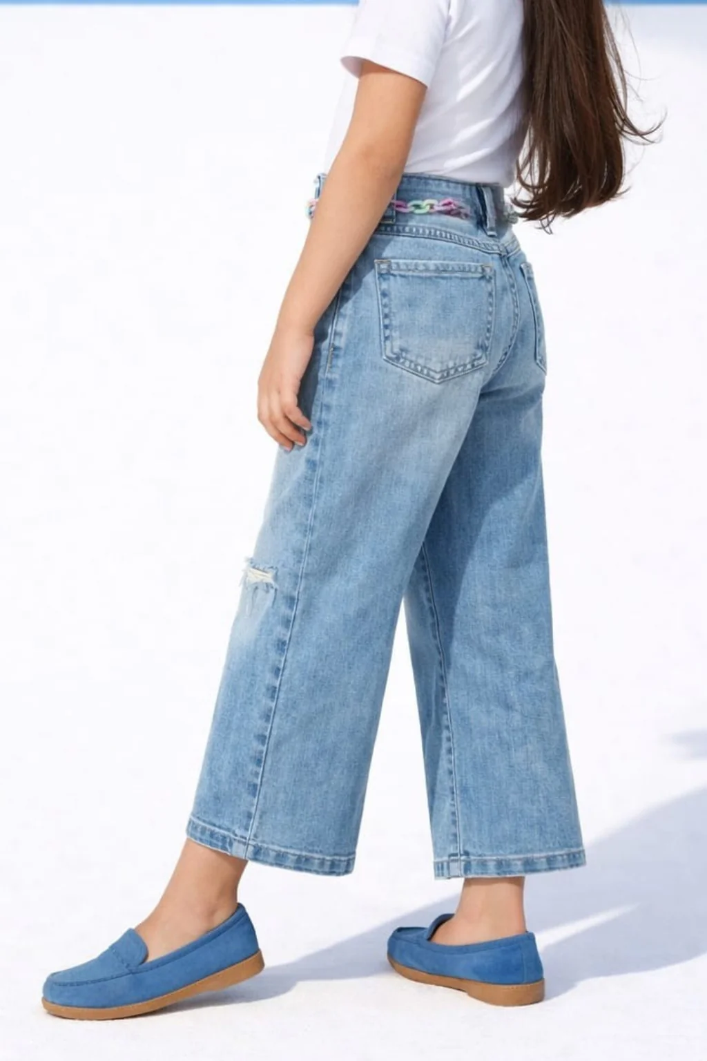 Light Blue Wide-Leg Denim Jeans P1515 - Image 4