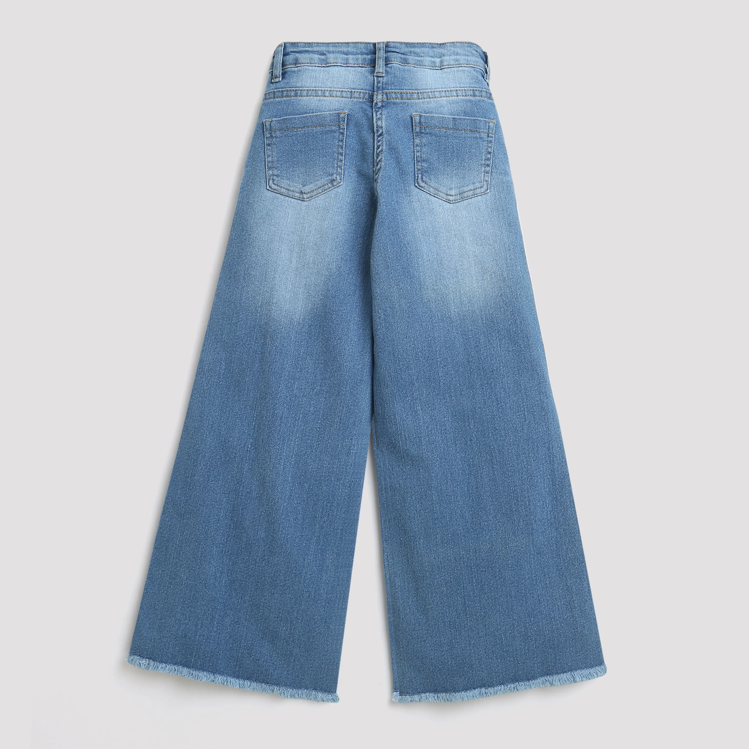 Light Blue Wide Leg Distressed Denim Jeans P1488 - Image 2