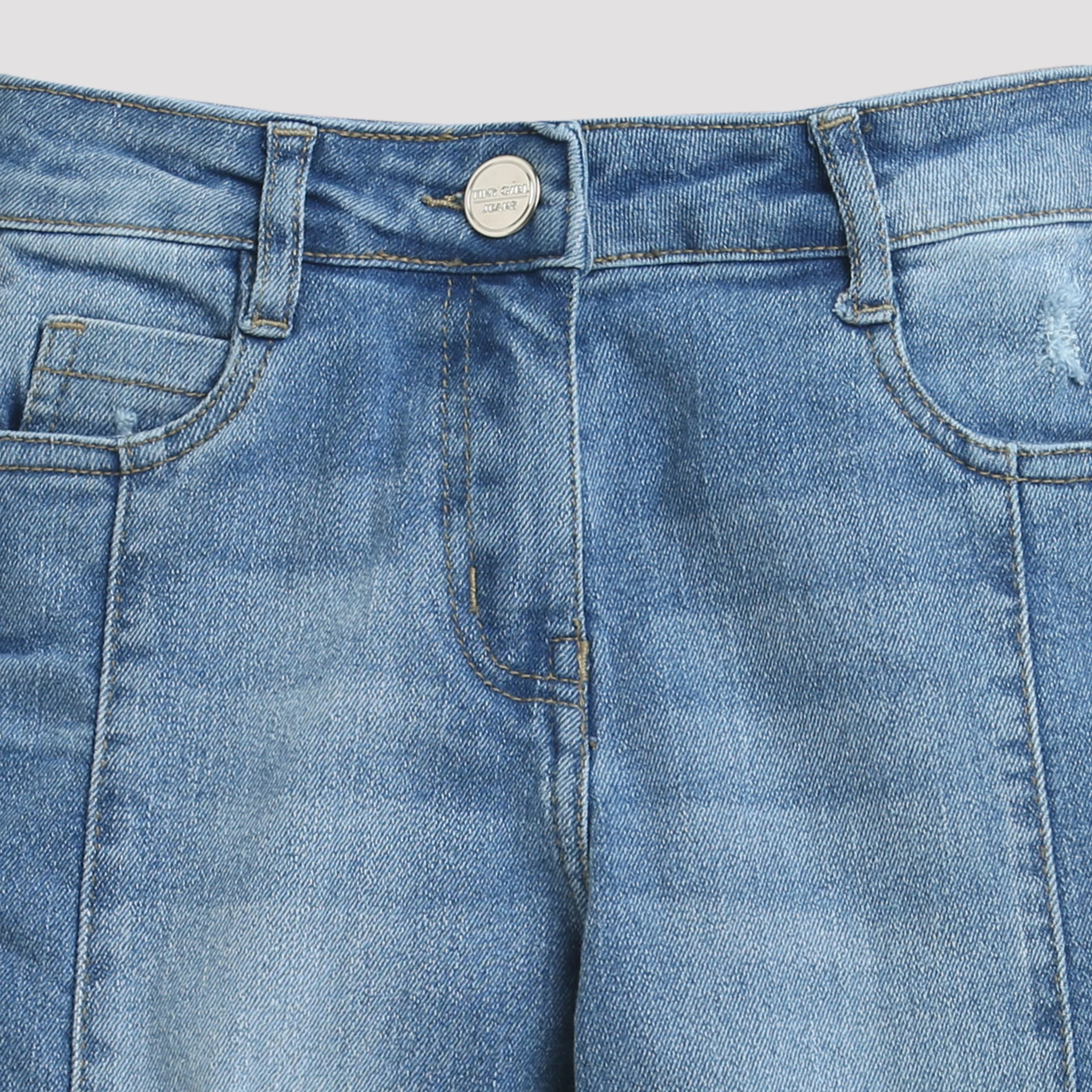 Light Blue Wide Leg Distressed Denim Jeans P1488 - Image 3