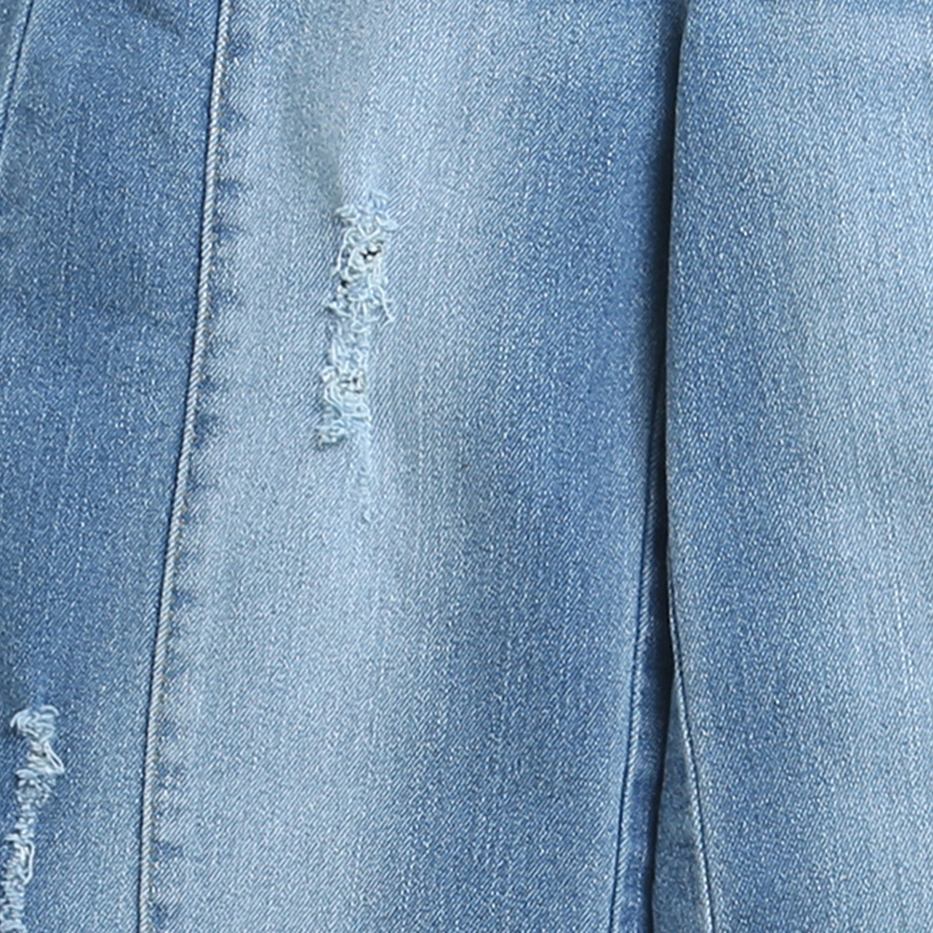 Light Blue Wide Leg Distressed Denim Jeans P1488 - Image 4