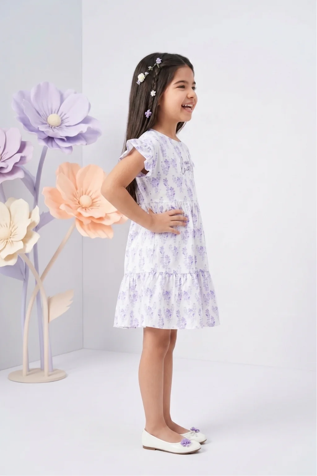 Lilac Blossom Tiered Cotton Dress M2445 - Image 3