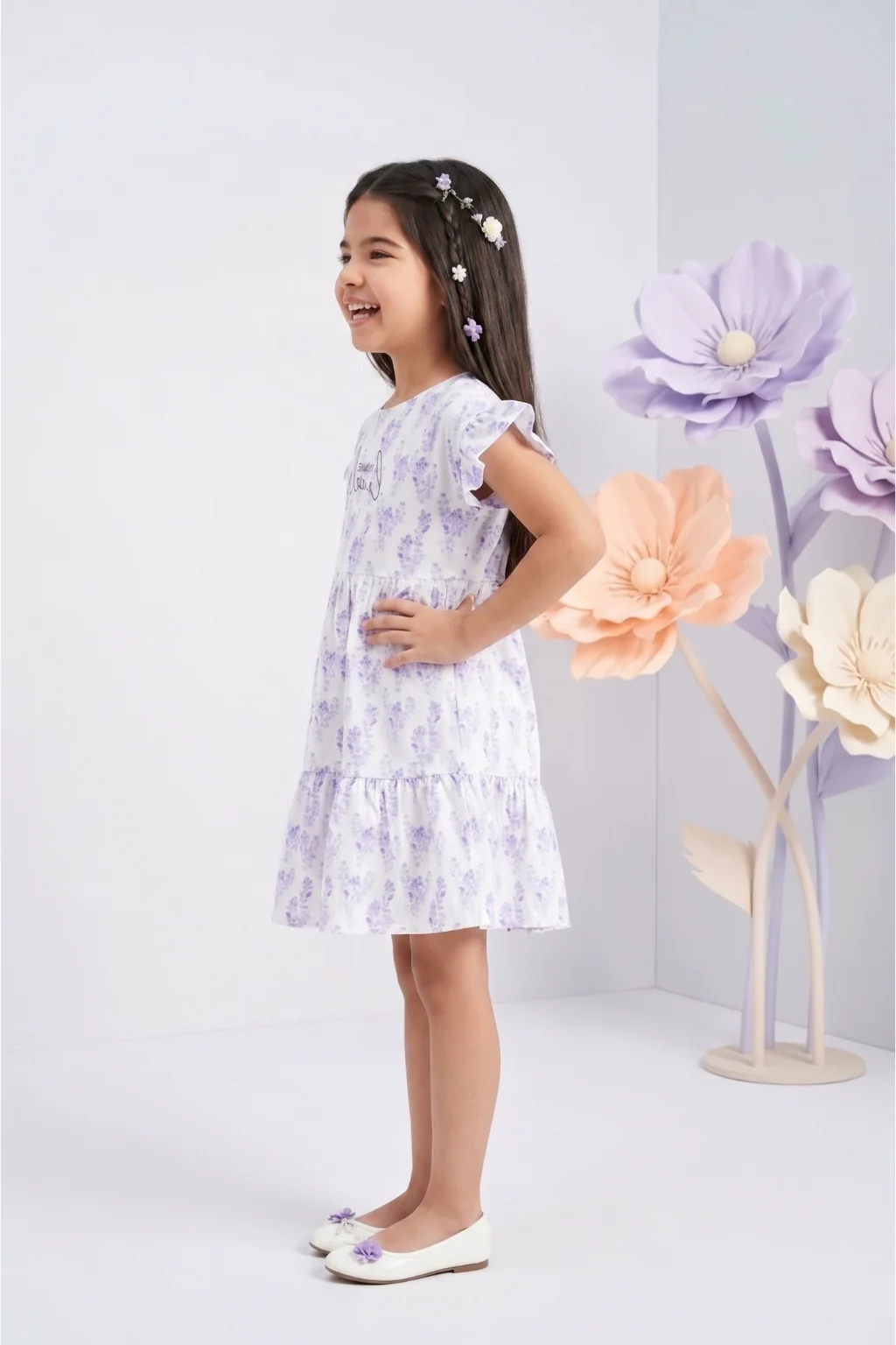 Lilac Blossom Tiered Cotton Dress M2445 - Image 4