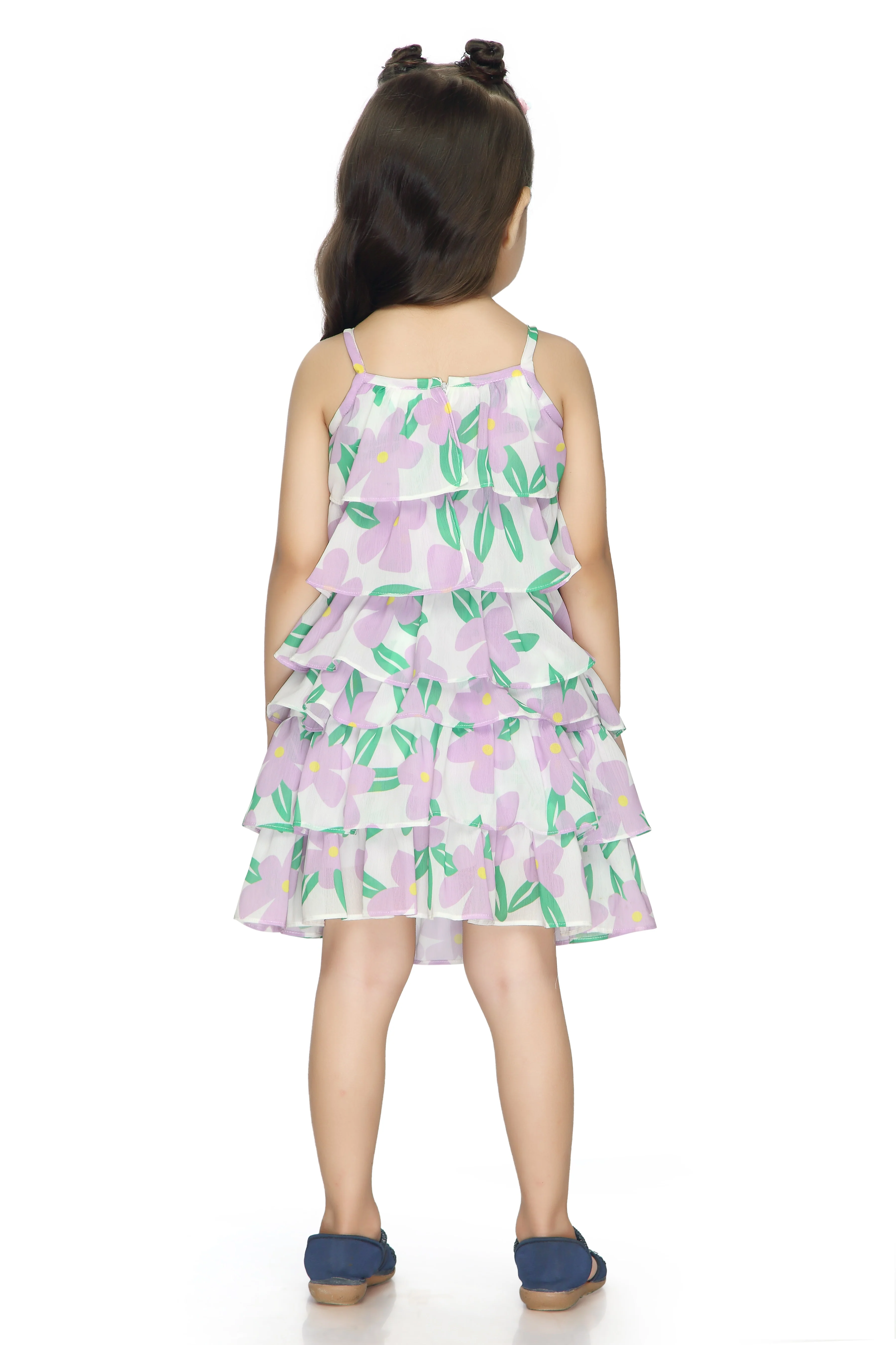 Lilac Floral Tiered Ruffle Top & Skirt Set TSSET40388 - Image 8