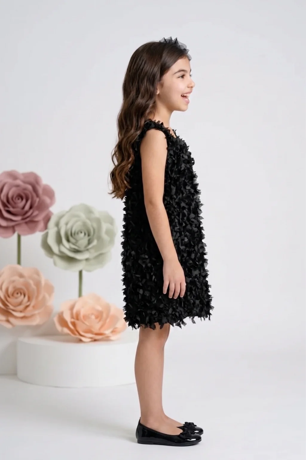Midnight Petal Textured Dress M2405 - Image 3
