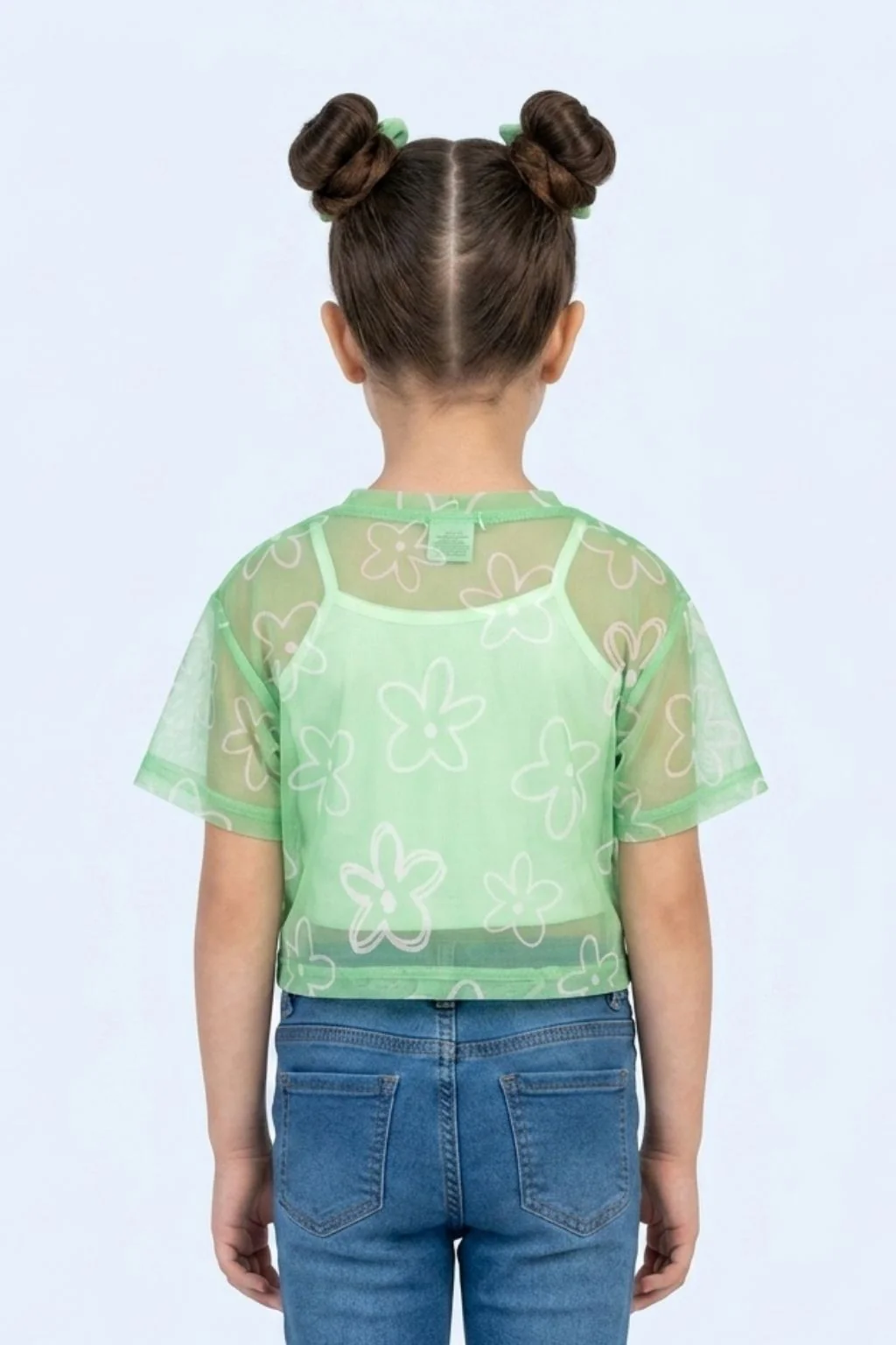 Mint Bloom Half Sleeves Sheer Tie-Up Top TG6378 - Image 2