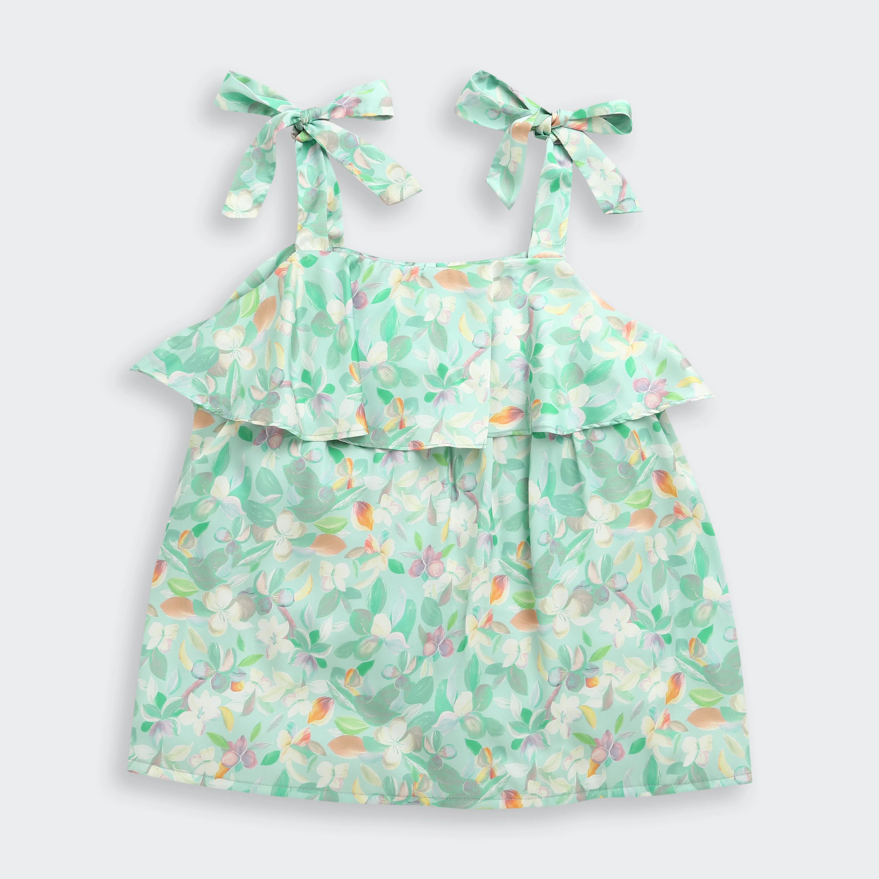 Mint Green Floral Bow Tie Strap Top TG6347 - Image 6