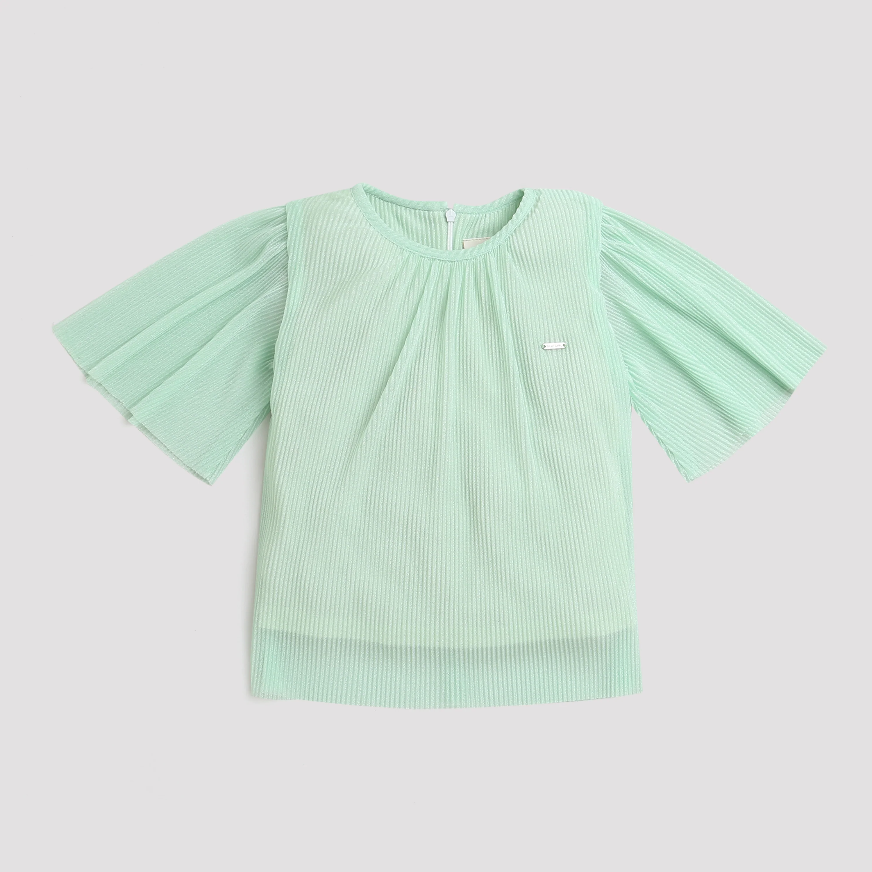 Mint Green Pleated Top with Flared Sleeves TG5001 - Image 5