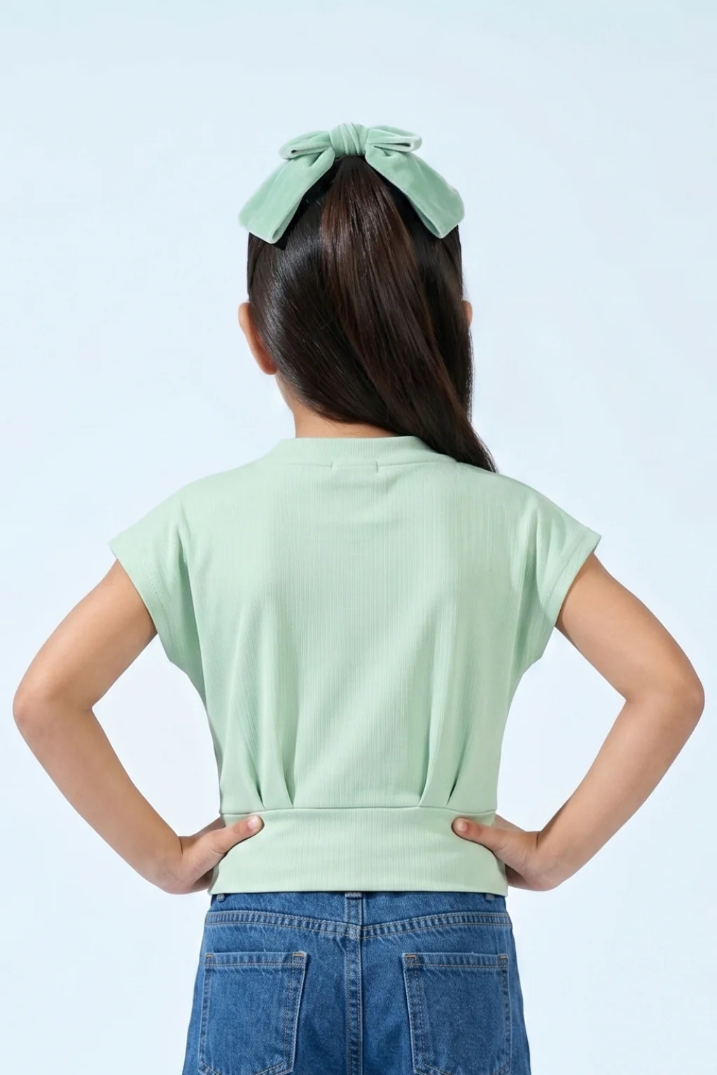 Mint Green V-Neck Drape Top TG6036 - Image 2