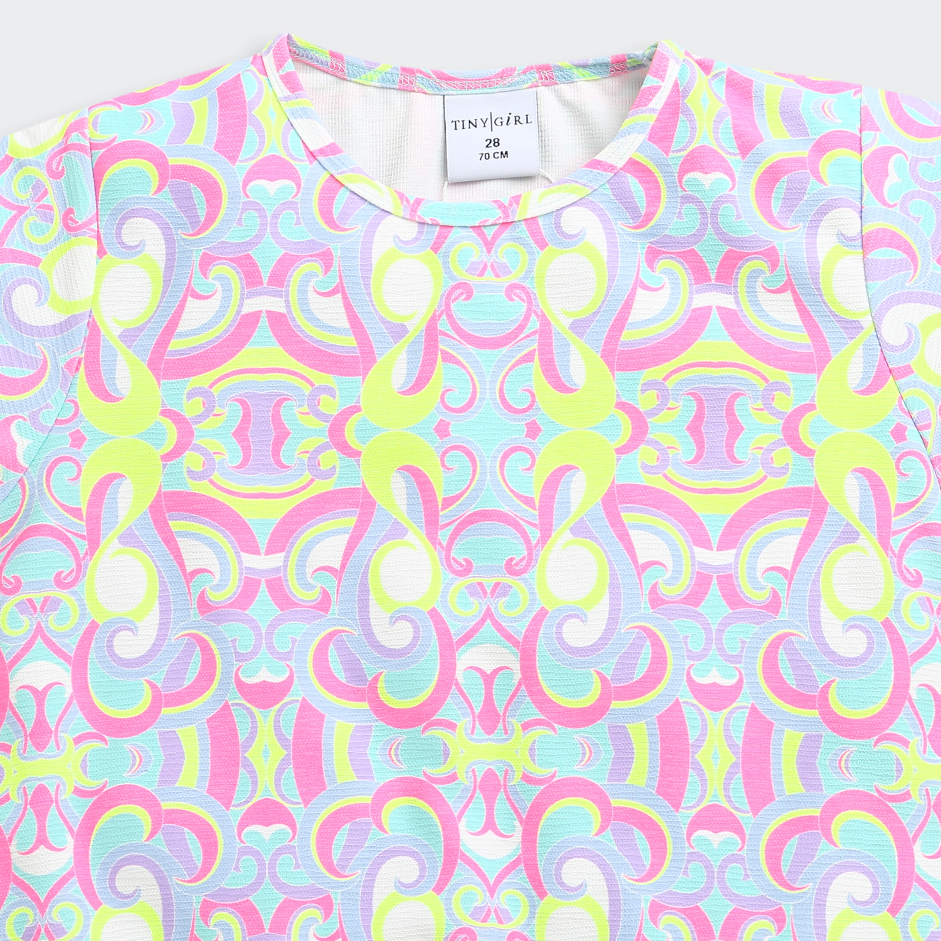 Multicolor Retro Print Crop Top TG6419 - Image 8