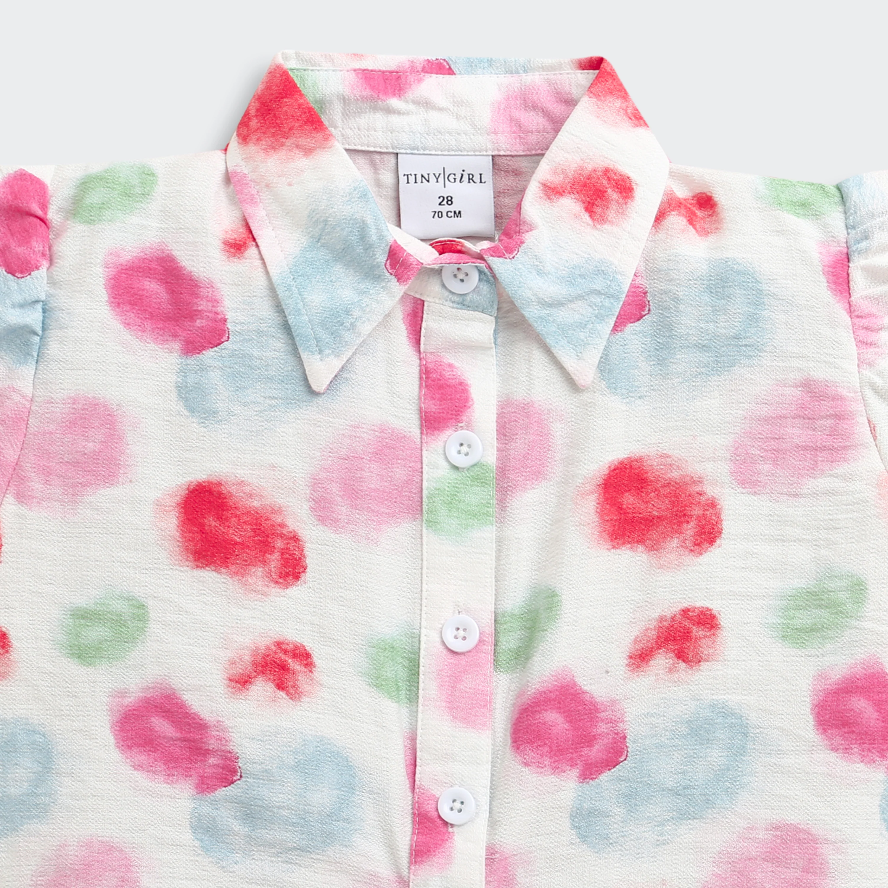 Multicolor Watercolor Print Tie-Up Shirt Top TG6417 - Image 8