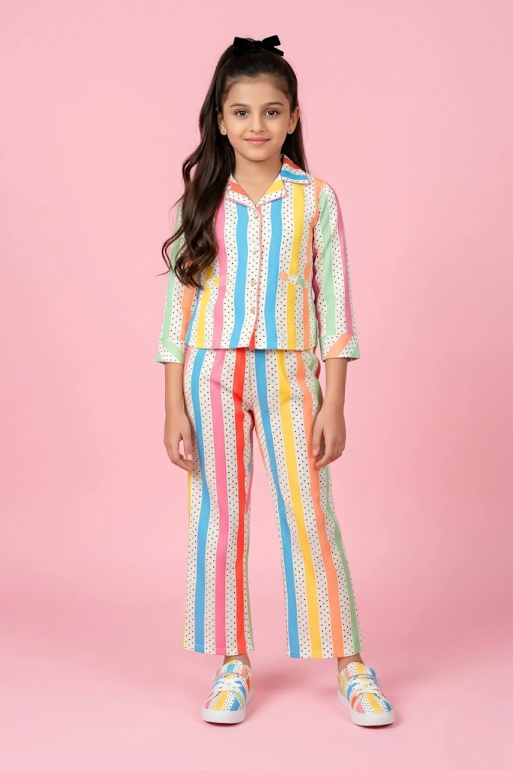 Multicolour Striped Printed Shirt & Pants Co-Ord Set 1031