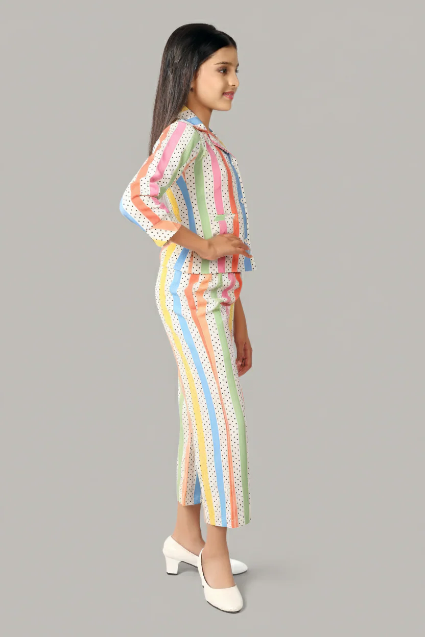 Multicolour Striped Printed Shirt & Pants Co-Ord Set 1031 - Image 6