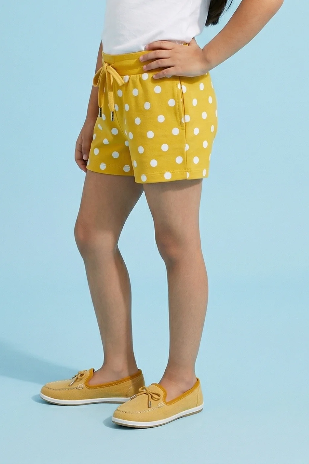 Mustard Printed Polka Dot Shorts H875 - Image 3