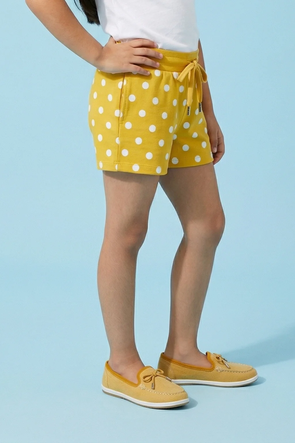 Mustard Printed Polka Dot Shorts H875 - Image 4