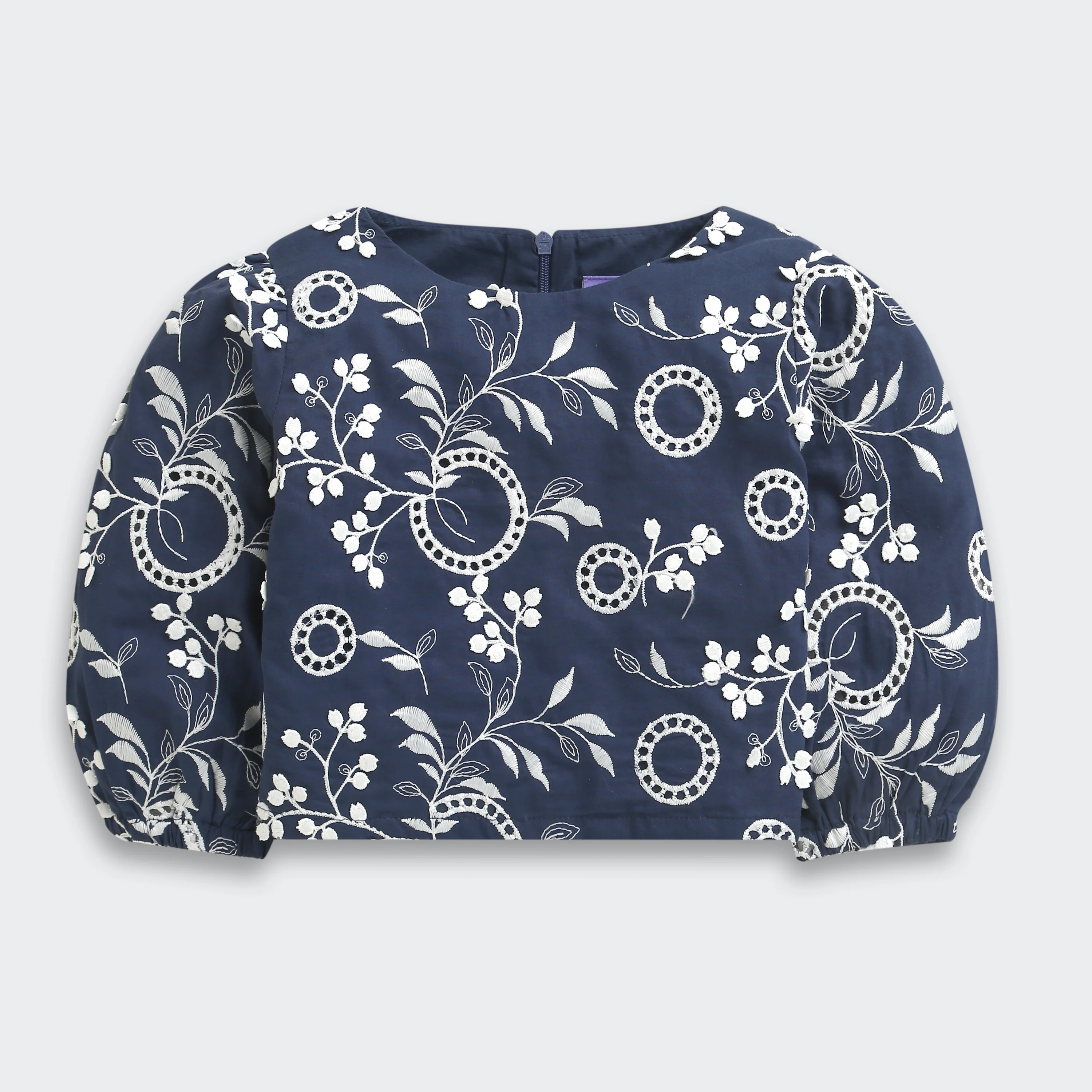 Navy Floral Top & Ivory Wide-Leg Pants Set TSSET40562 - Image 6