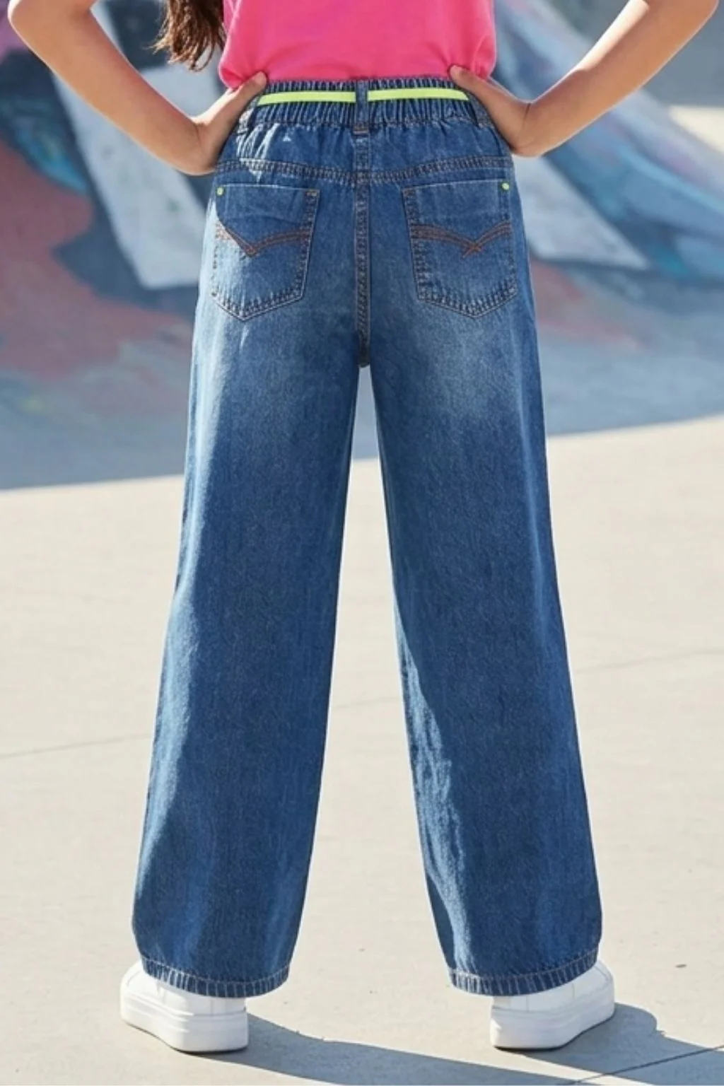 Neon Tie Distressed Wide-Leg Jeans 1639 - Image 2