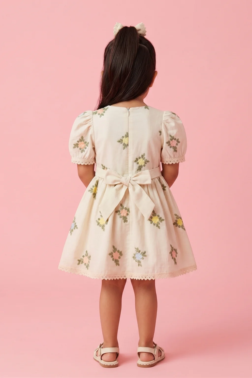 Off-White Floral Embroidered Dress TSF10053 - Image 2