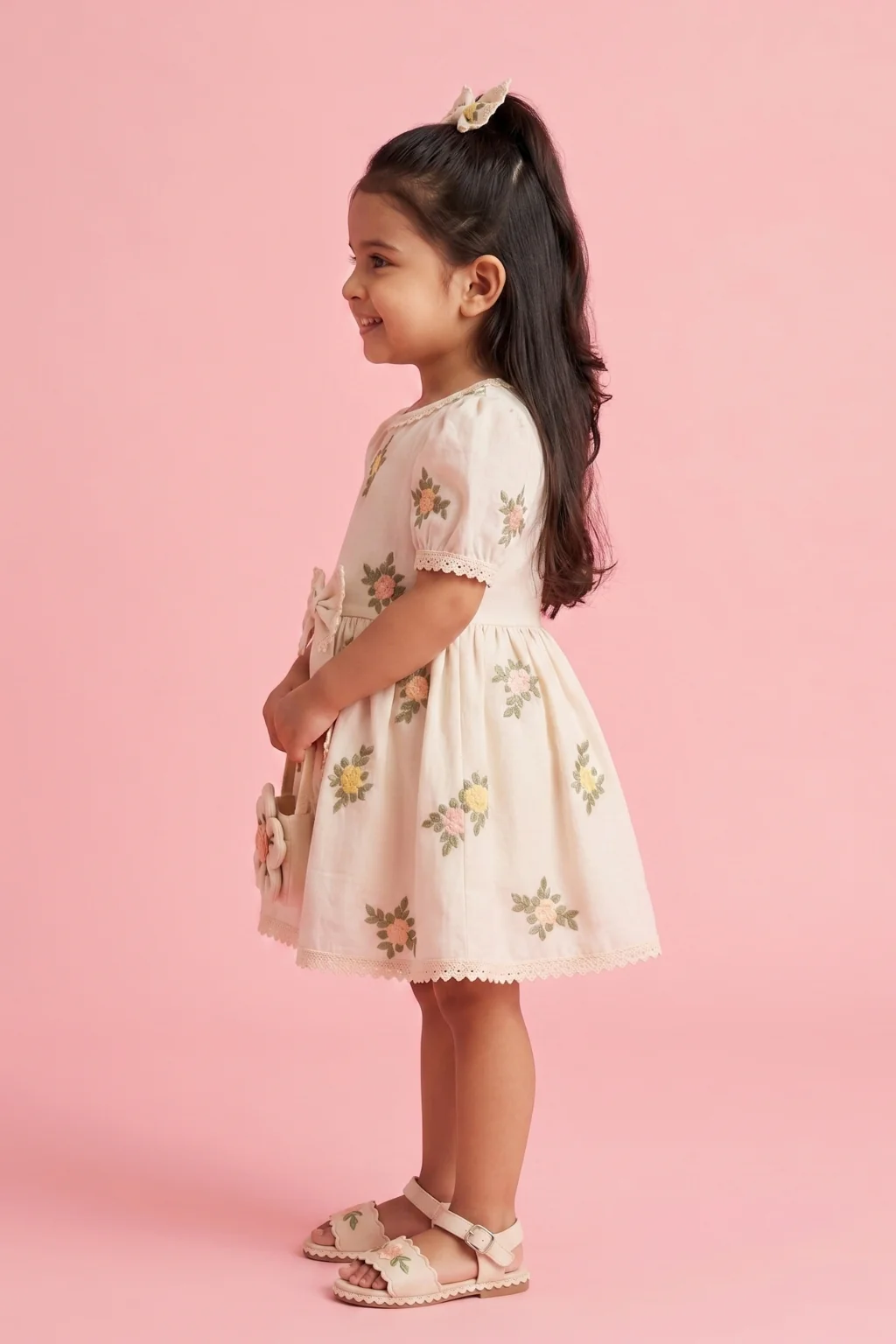 Off-White Floral Embroidered Dress TSF10053 - Image 3