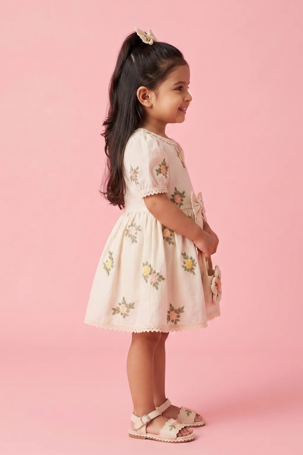 Off-White Floral Embroidered Dress TSF10053 - Image 4