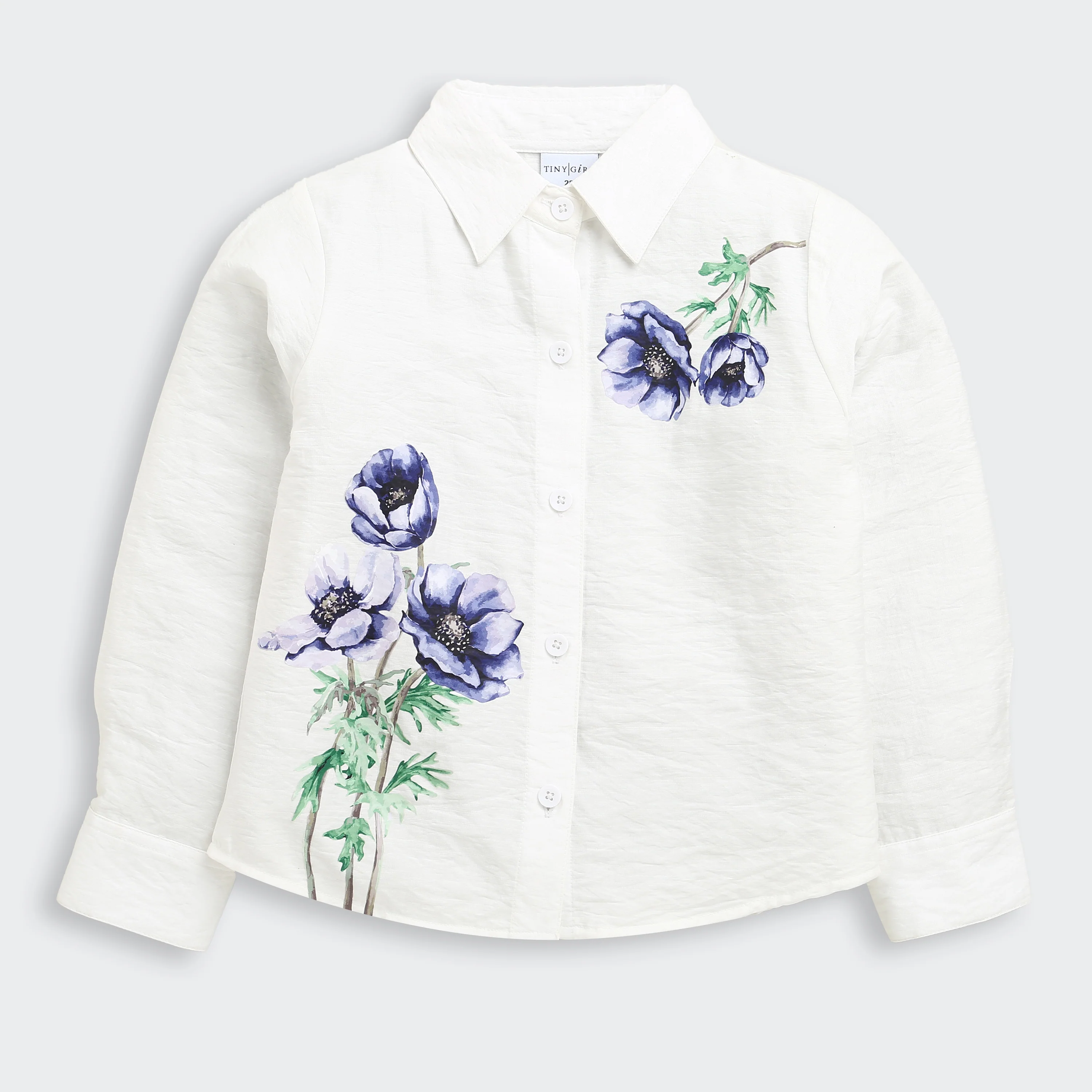 Off White Floral Printed Top With Collar Neck TG6455 - Image 5
