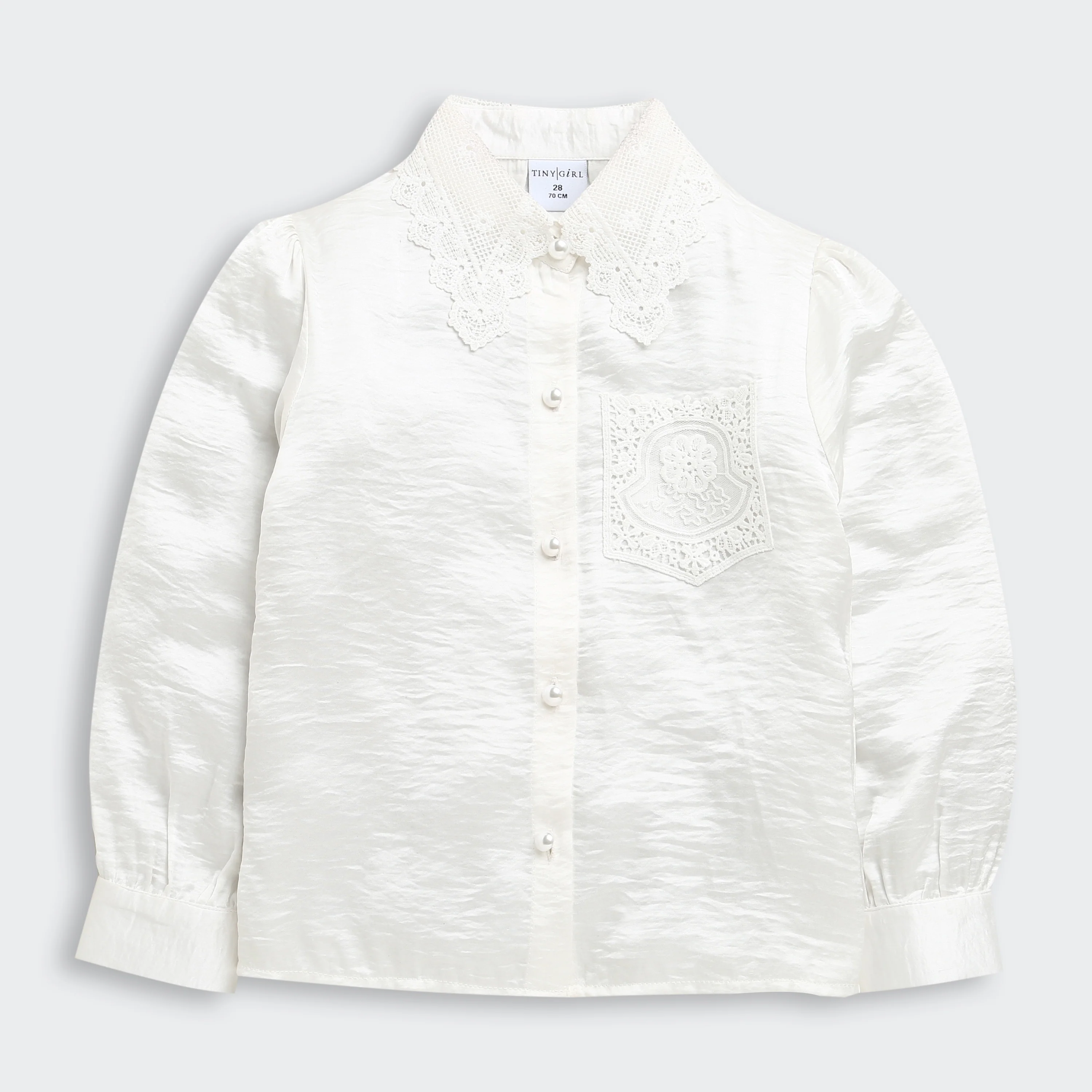 Off-White Satin Top with Lace Collar TG6450 - Image 5